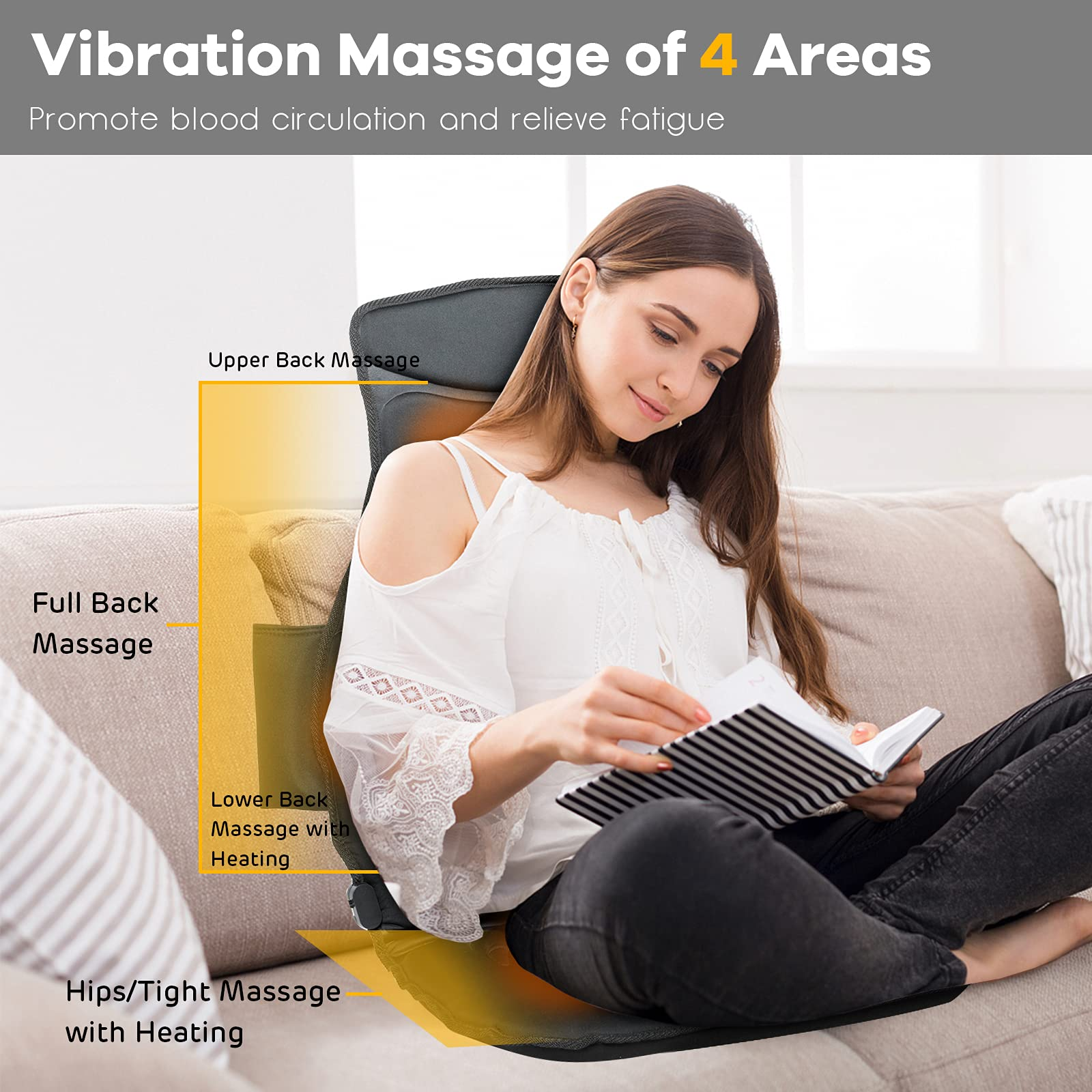 Giantex Back Massager for Back Pain, Chair Massage Pad Shiatsu Massage Seat with 10 Vibration Motors 
