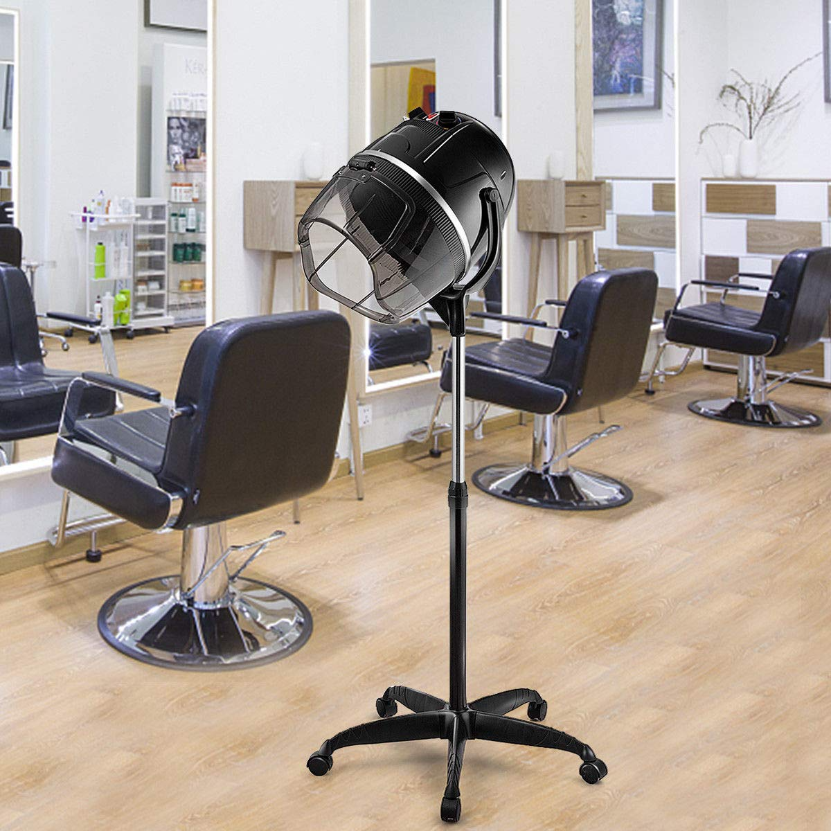 Giantex Adjustable Hood Floor Hair Bonnet DRYER Stand Up Rolling Base Salon Wheels 