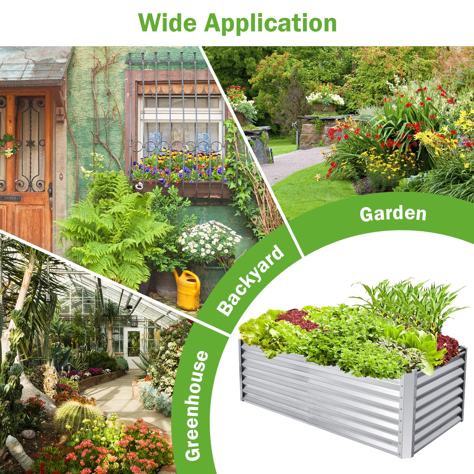Giantex 6x3x2ft Steel Planter Raised Bed, Protective Edges, 4 Ground Stakes, Vegetables, Flowers Fruit Herb 