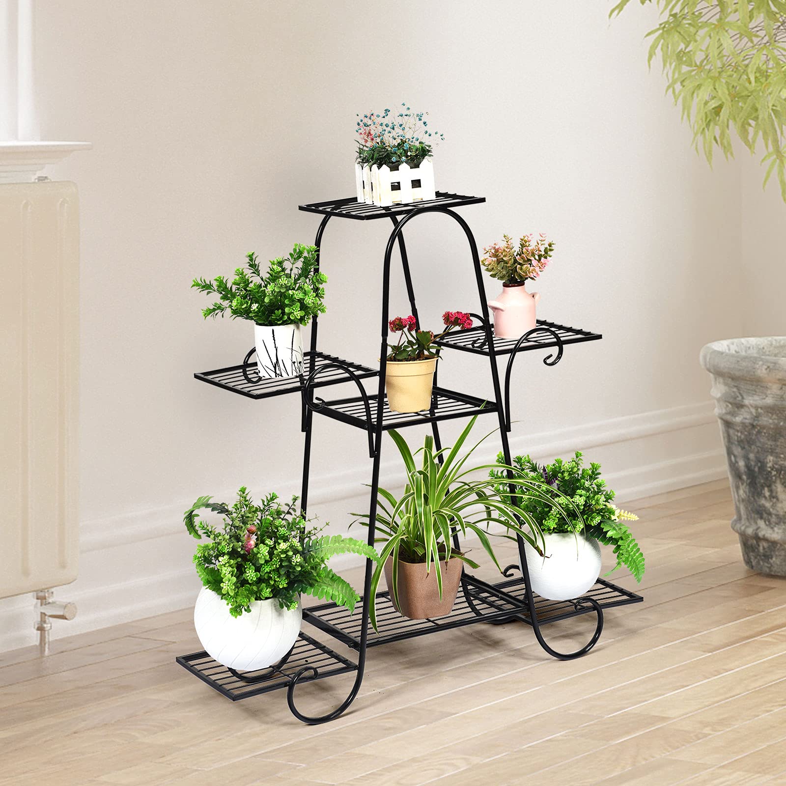 Giantex 7 Tiers Metal Plant Stand Flower Pots Holder 