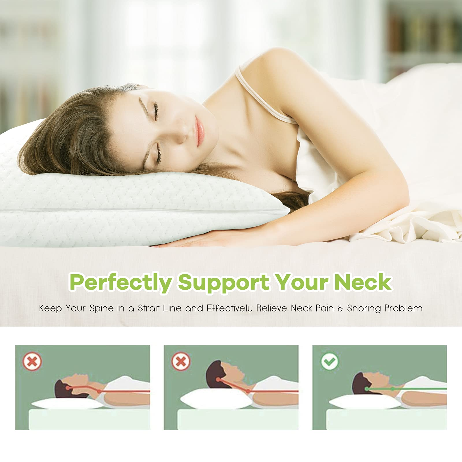 Giantex 2 Pack Shredded Memory Foam Pillows 