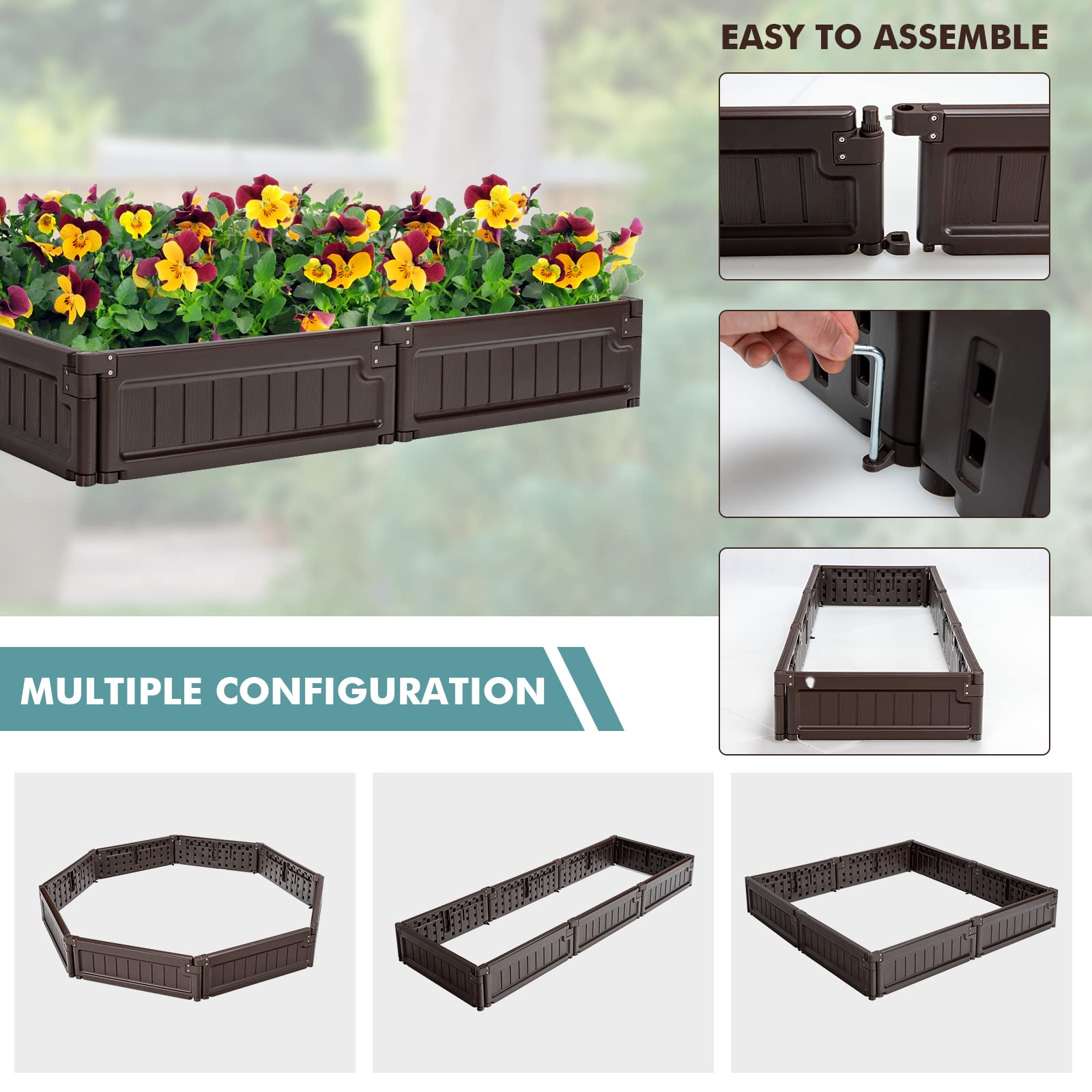 4x4 Ft Planter Raised Bed, Octagon Garden Bed for Vegetable Flower Succulents Fruits 