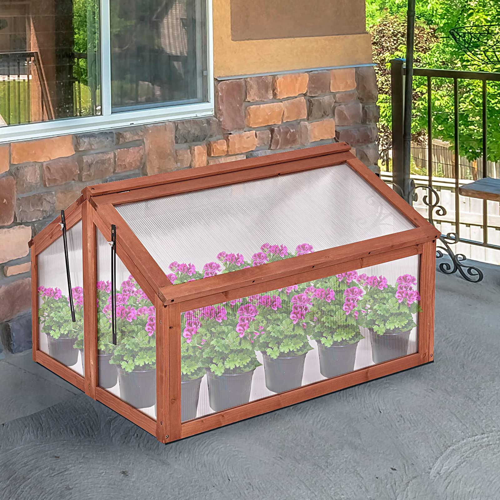 Garden Portable Wooden Cold Frame Flower / Planter Protection 