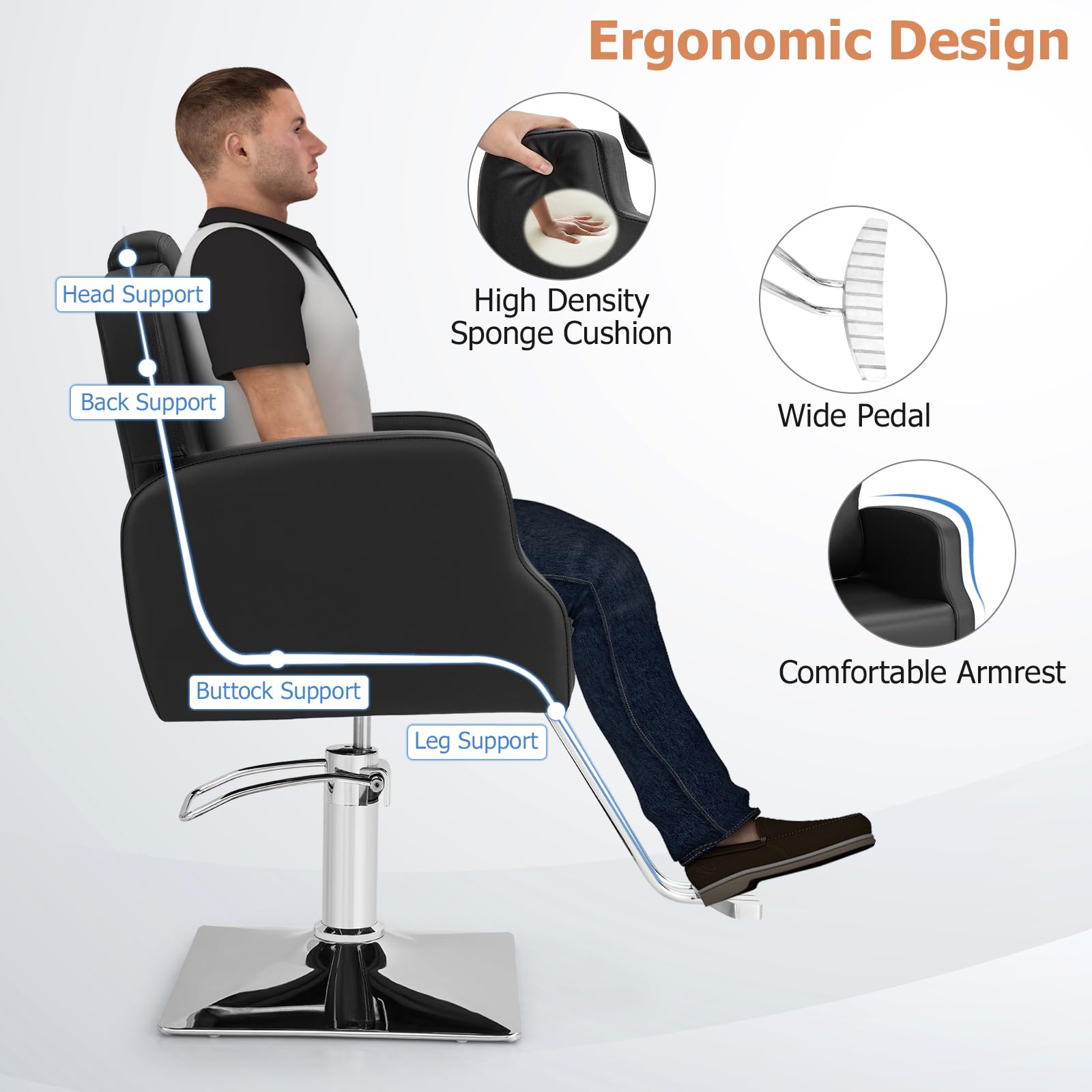 Giantex Barber Chair, Salon Chair with Adjustable Seat Height 