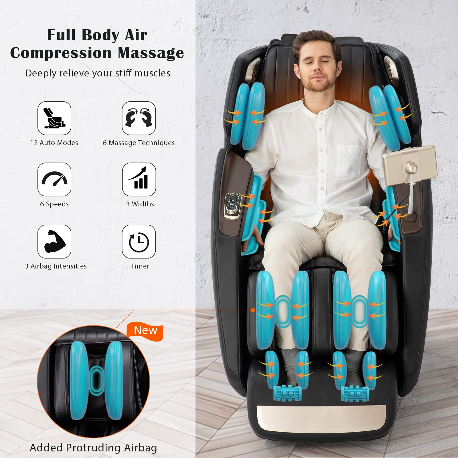 Giantex 3D Full Body Massage Chair, Zero-Gravity Massage Recliner Chair w/ 7'' Touch Screen & SL Track 