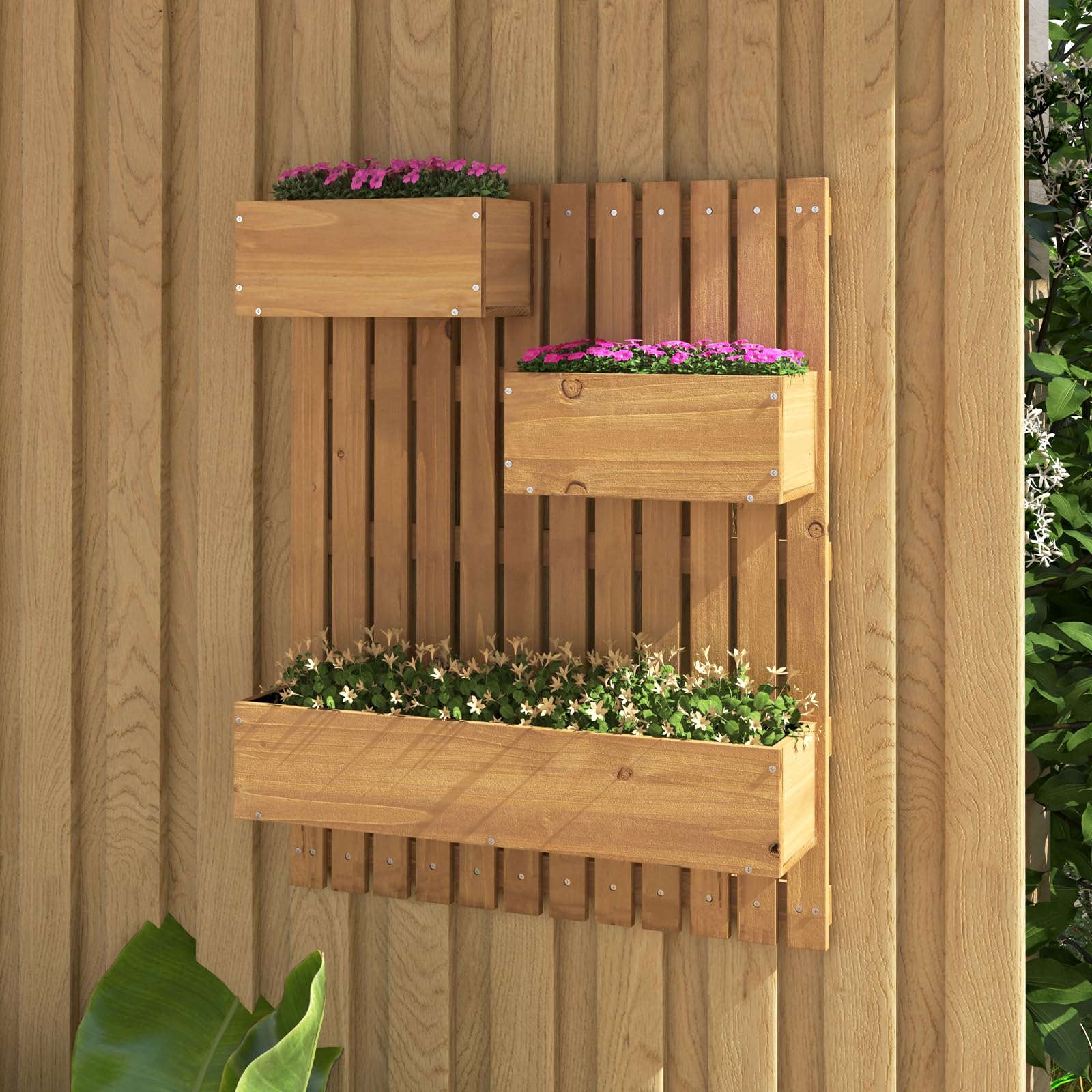 Giantex Wall-Mounted Raised Garden Bed w/Trellis Board 