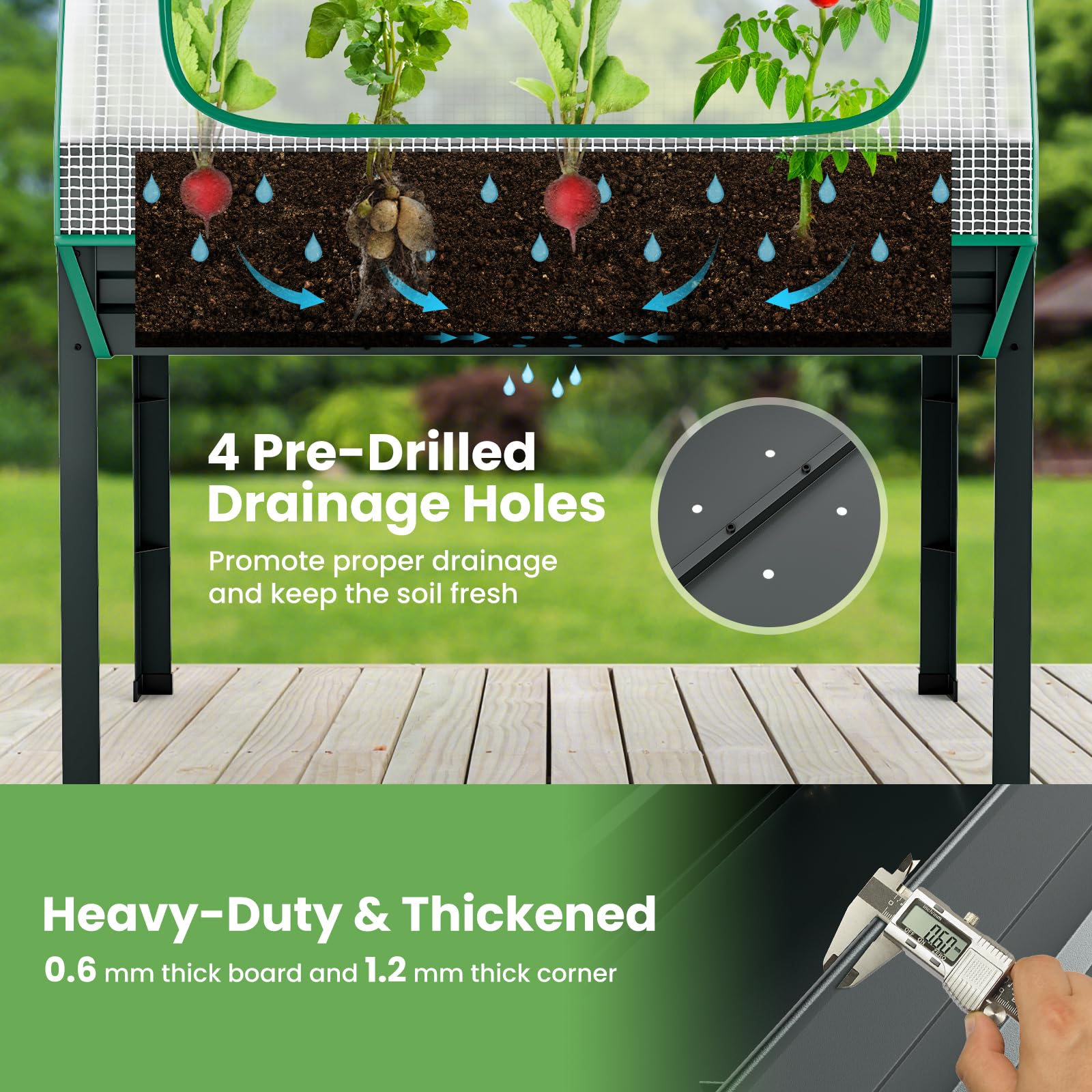 Giantex 3-in-1 Raised Garden Bed with Greenhouse Cover & Trellis Rope, 46”x23.5”x59” Raised Bed for Flower Herb Vegetable 