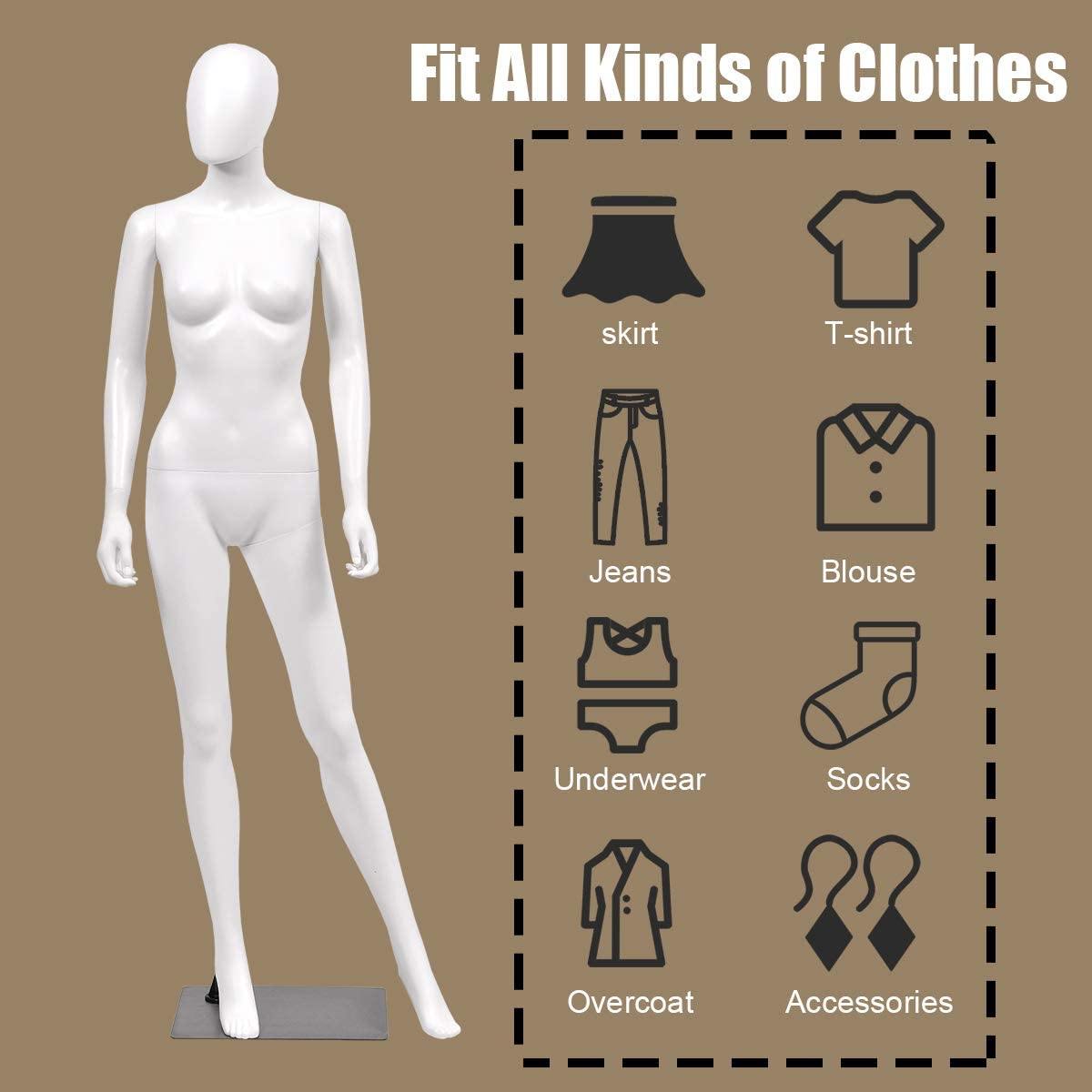 5.8 FT Female Mannequin Adjustable Detachable Manikin 