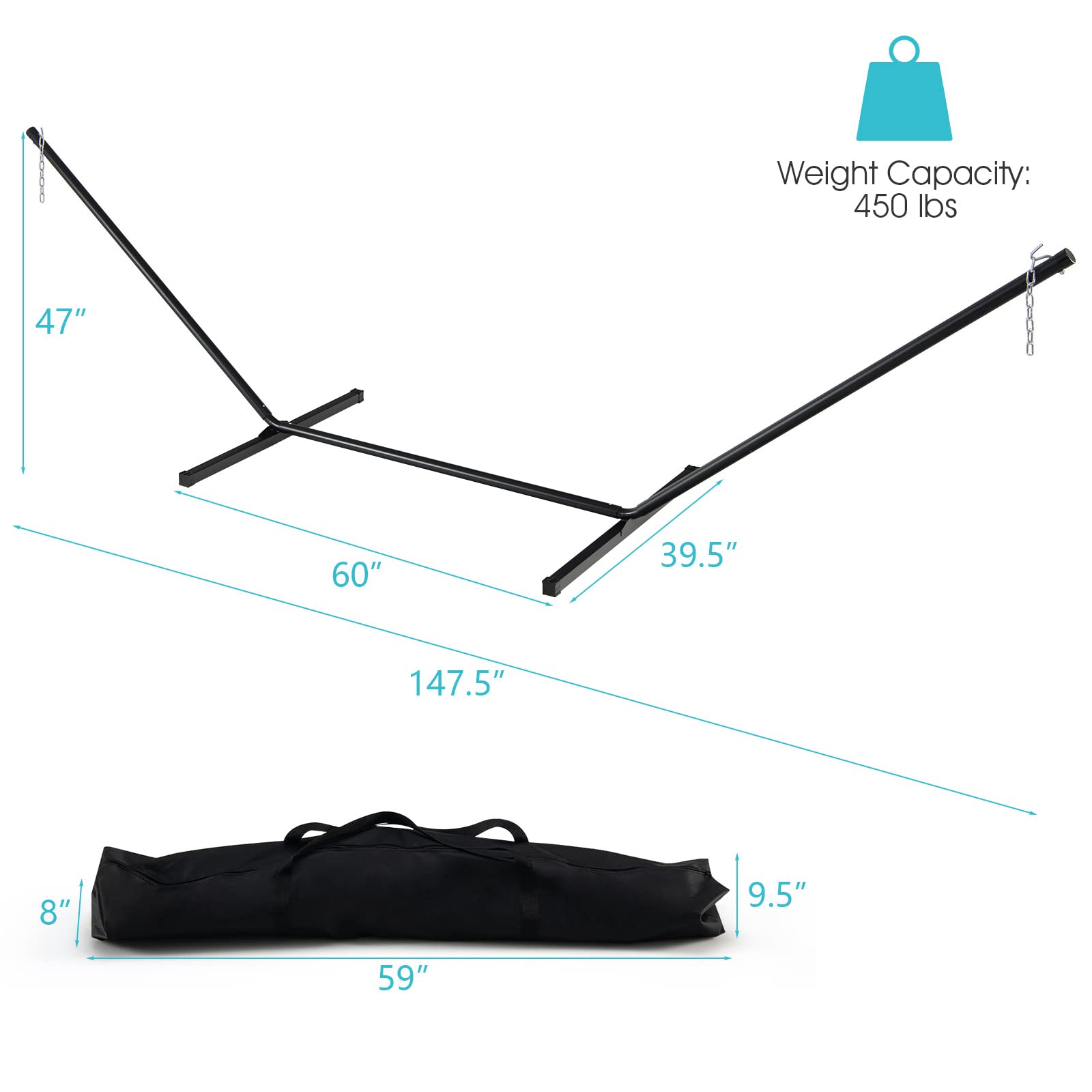 Giantex Hammock Stand 2-Person Heavy-Duty Hammock Frame with Storage Bag 