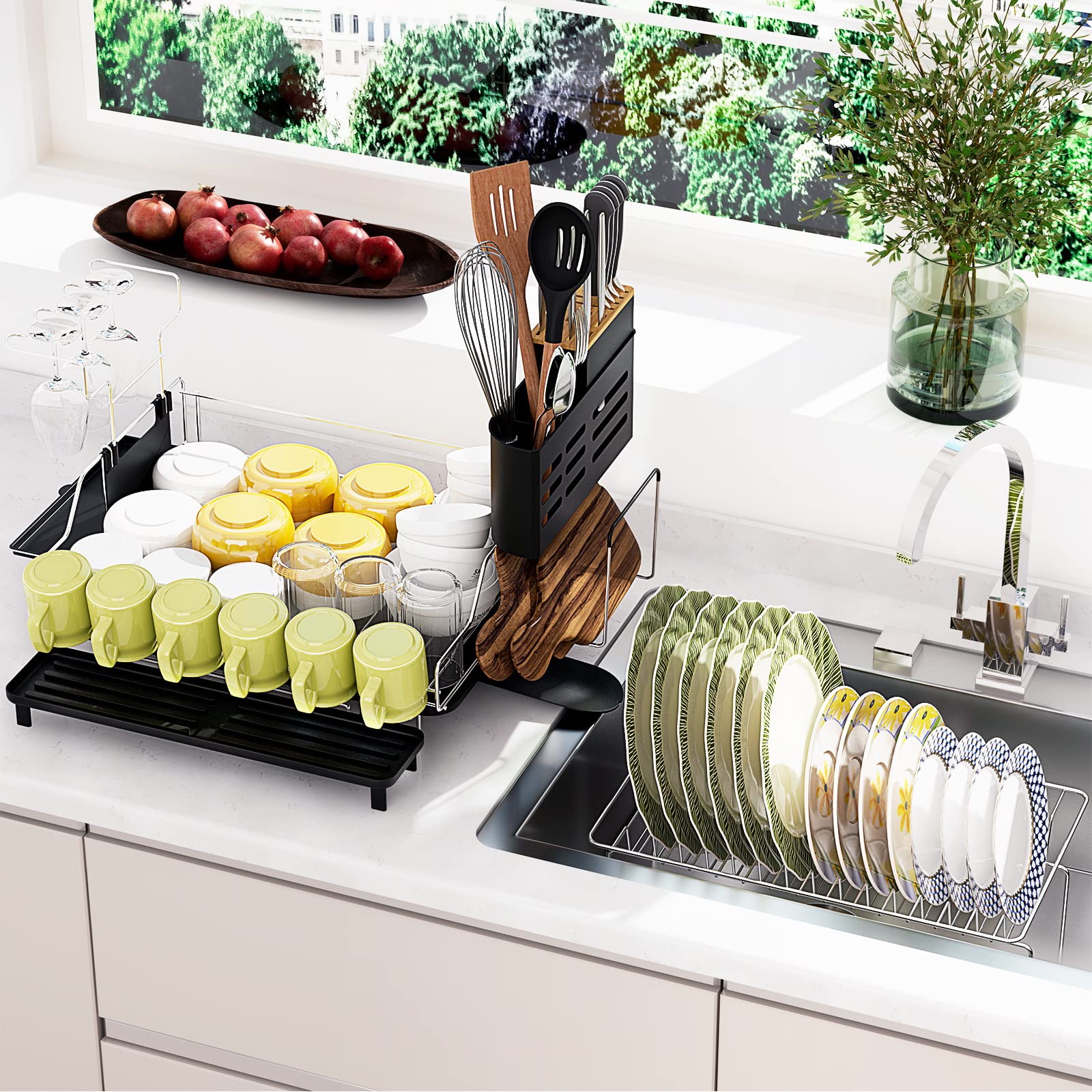 Giantex Large Dish Drying Rack and Drainboard Set 