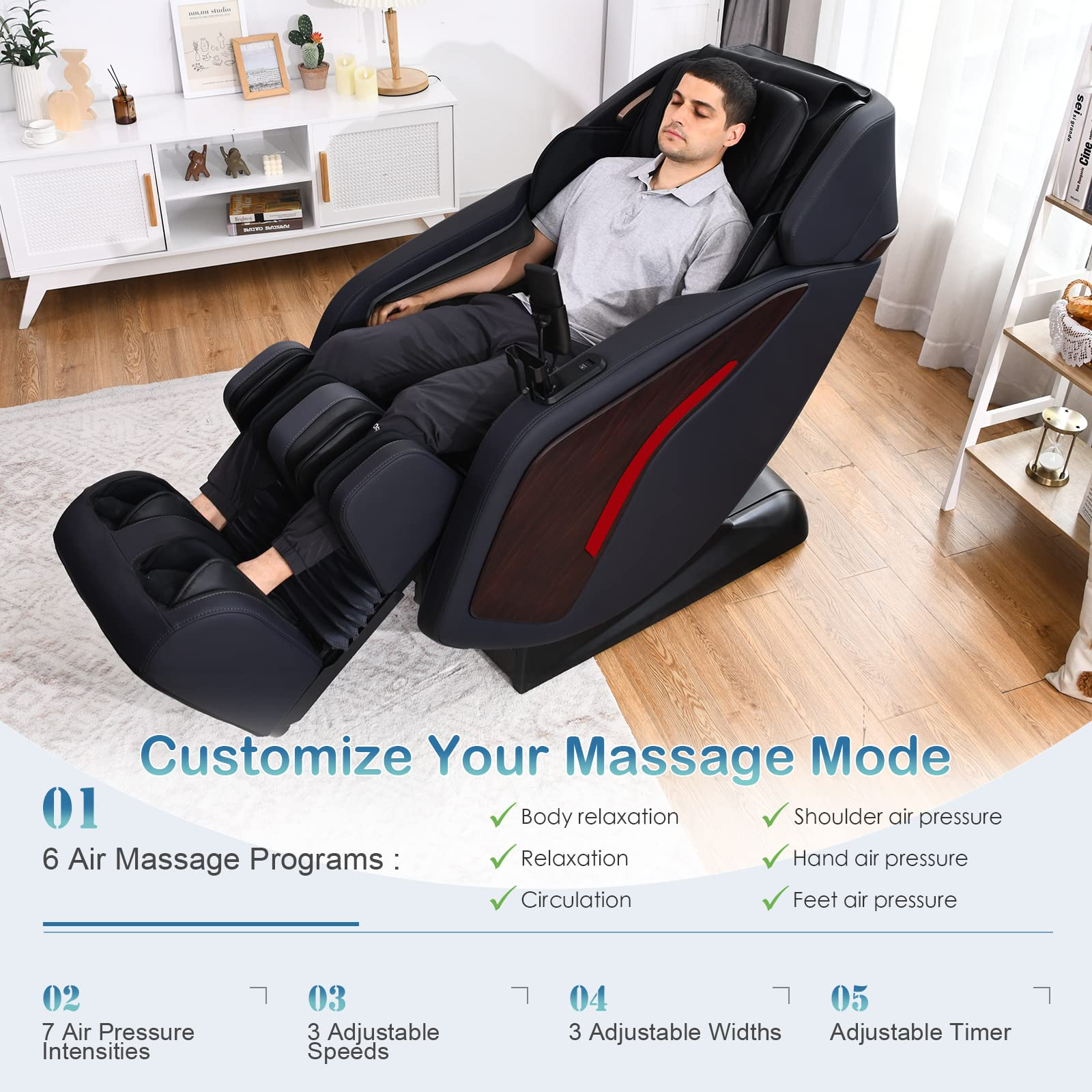 Giantex Full Body Massage Chair 3D, Thai Yoga Stretch SL Track Zero Gravity Massage Recliner w/Air Cell Massage 