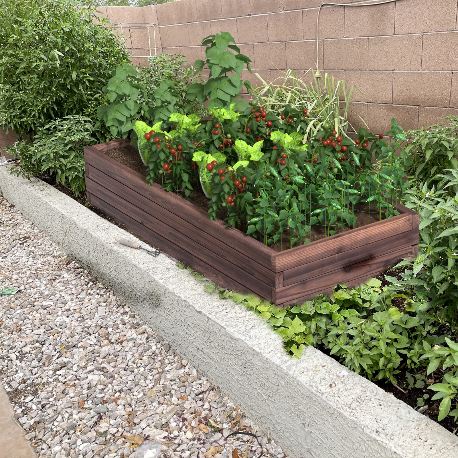 Rectangular Planter for Patio and Lawn 47'' L x 24'' W x 9'' H, (Brown) 