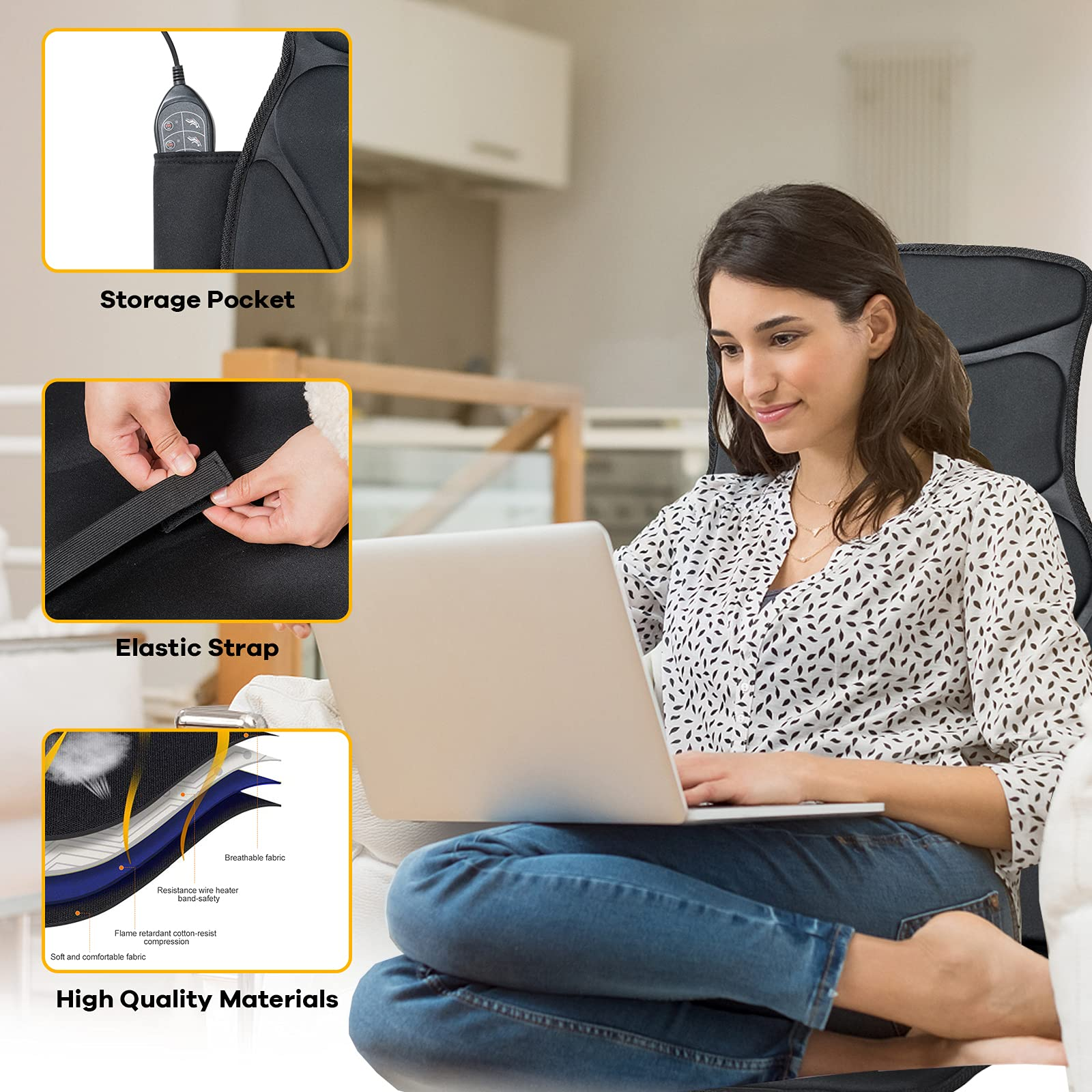 Giantex Back Massager for Back Pain, Chair Massage Pad Shiatsu Massage Seat with 10 Vibration Motors 