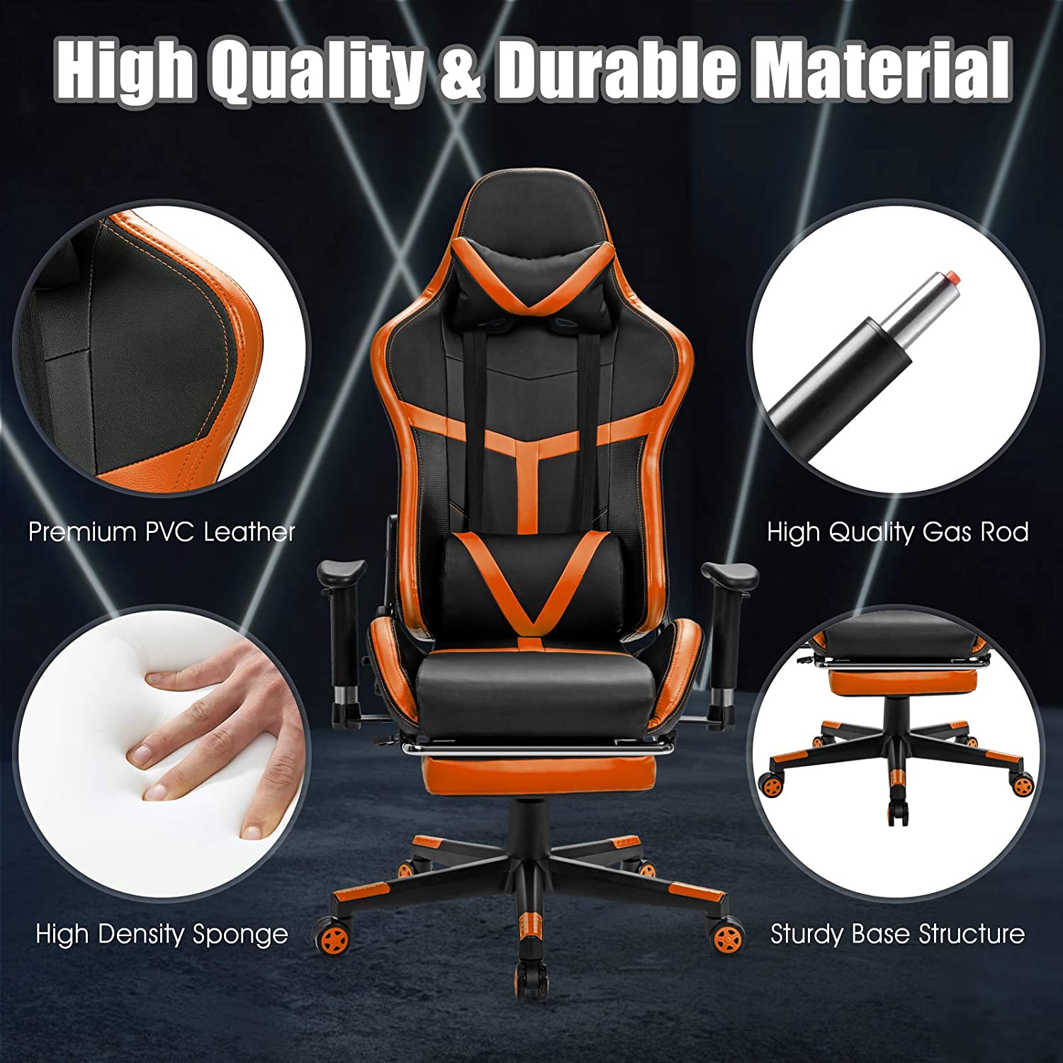 Computer Gaming Chair, Adjustable Massage Gaming Chair