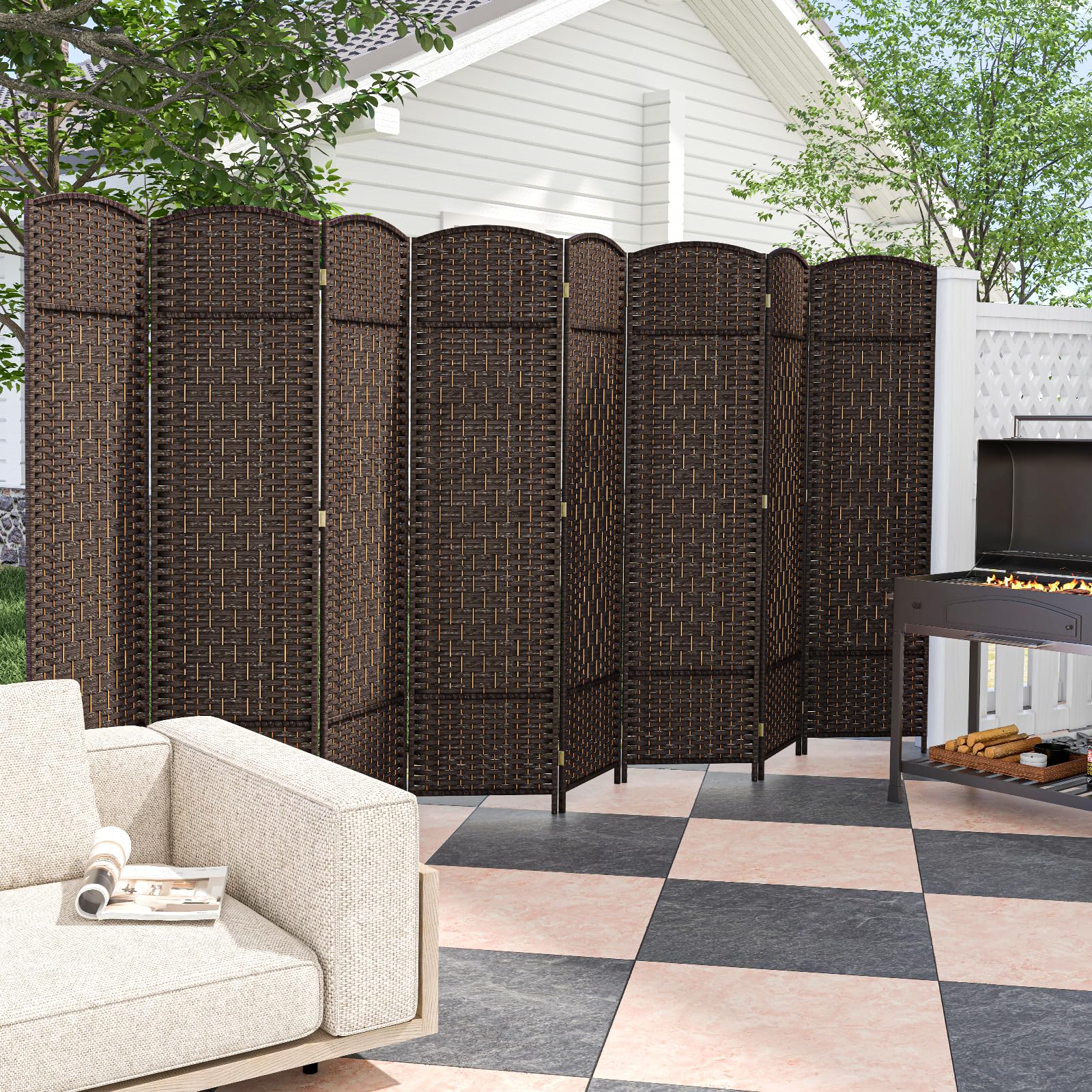 Giantex Room Divider 8 Panel - 6 FT Folding Privacy Screen 