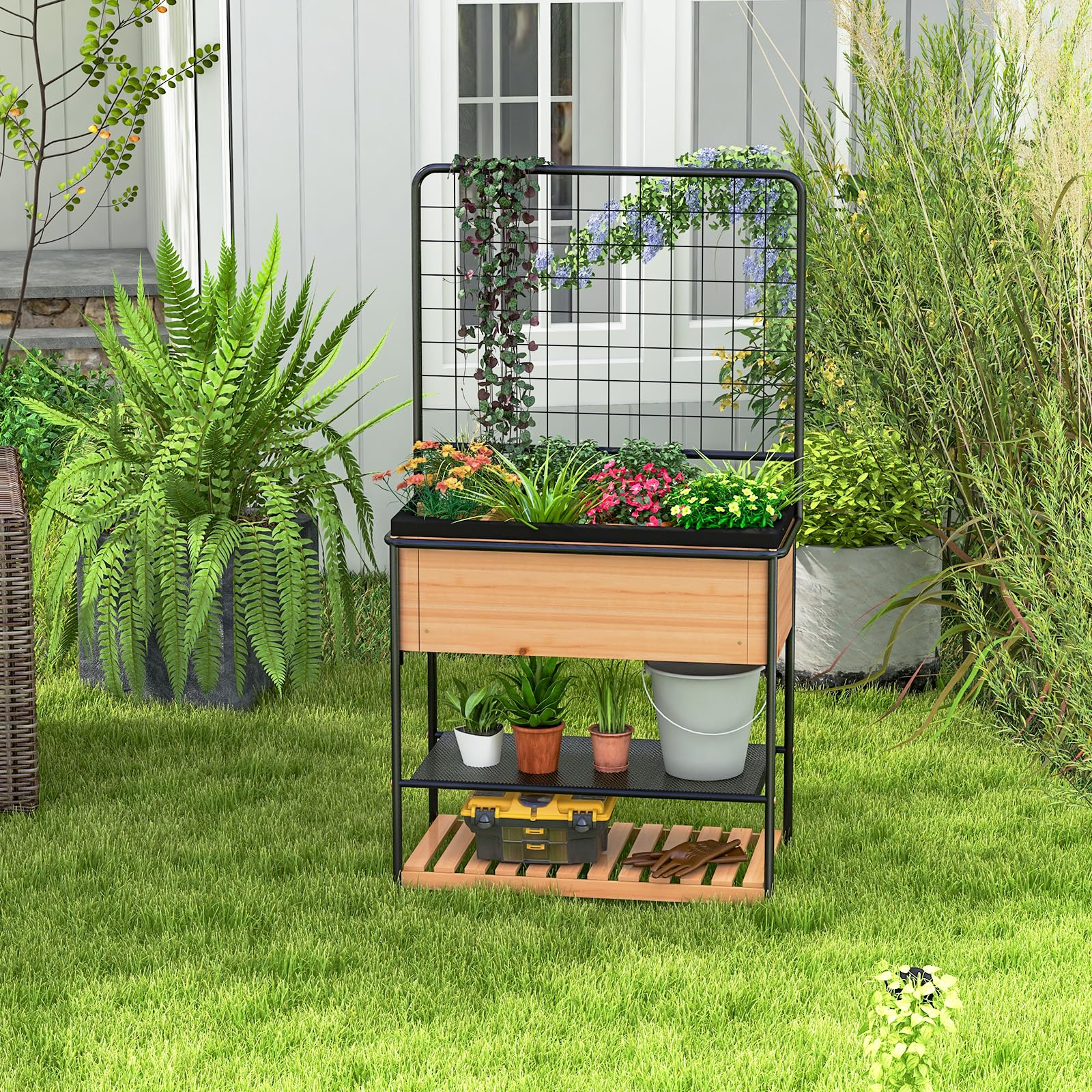 Giantex Raised Garden Bed with Trellis 