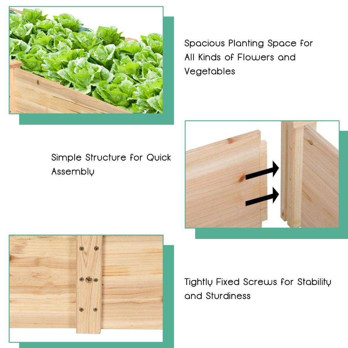 Raised Garden Bed Wood Planter Box, ( 97" x 25" x 10" ) 