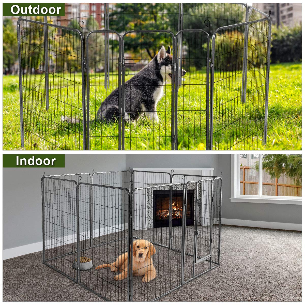 Giantex 8 Panel 48 inch Dog Playpen with Door 