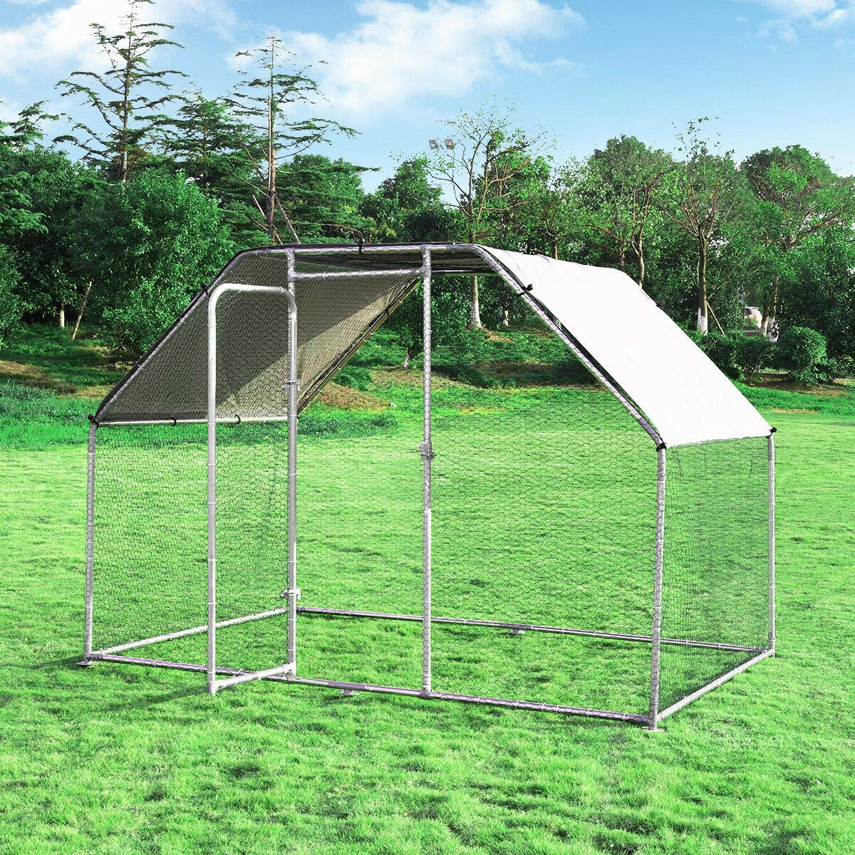 Giantex Large Metal Chicken Coop Walk-in Chicken Coops Hen Run House Shade Cage 