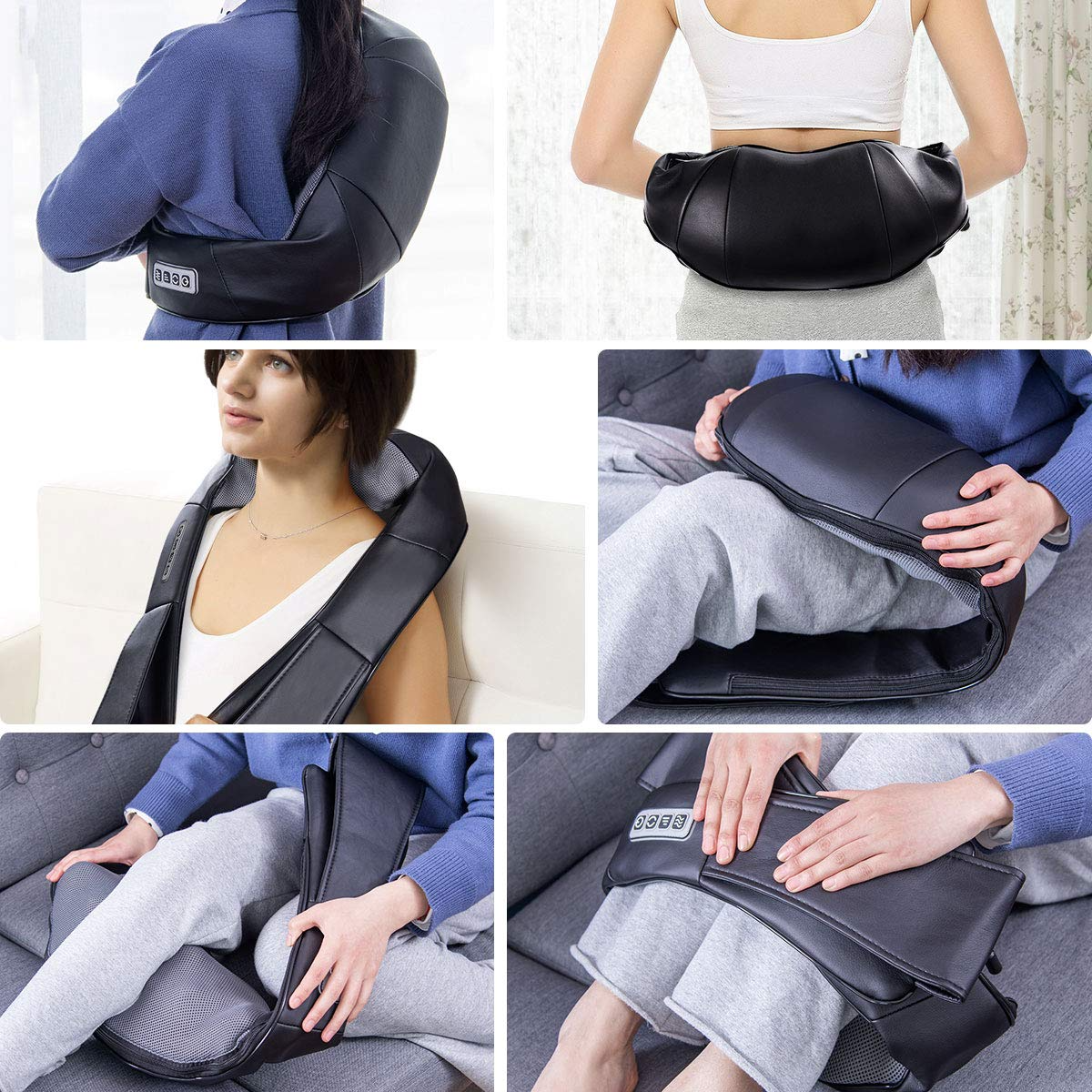 Giantex Shiatsu Neck Back Massager with Heat, Electric 3D Kneading Massage Pillow 