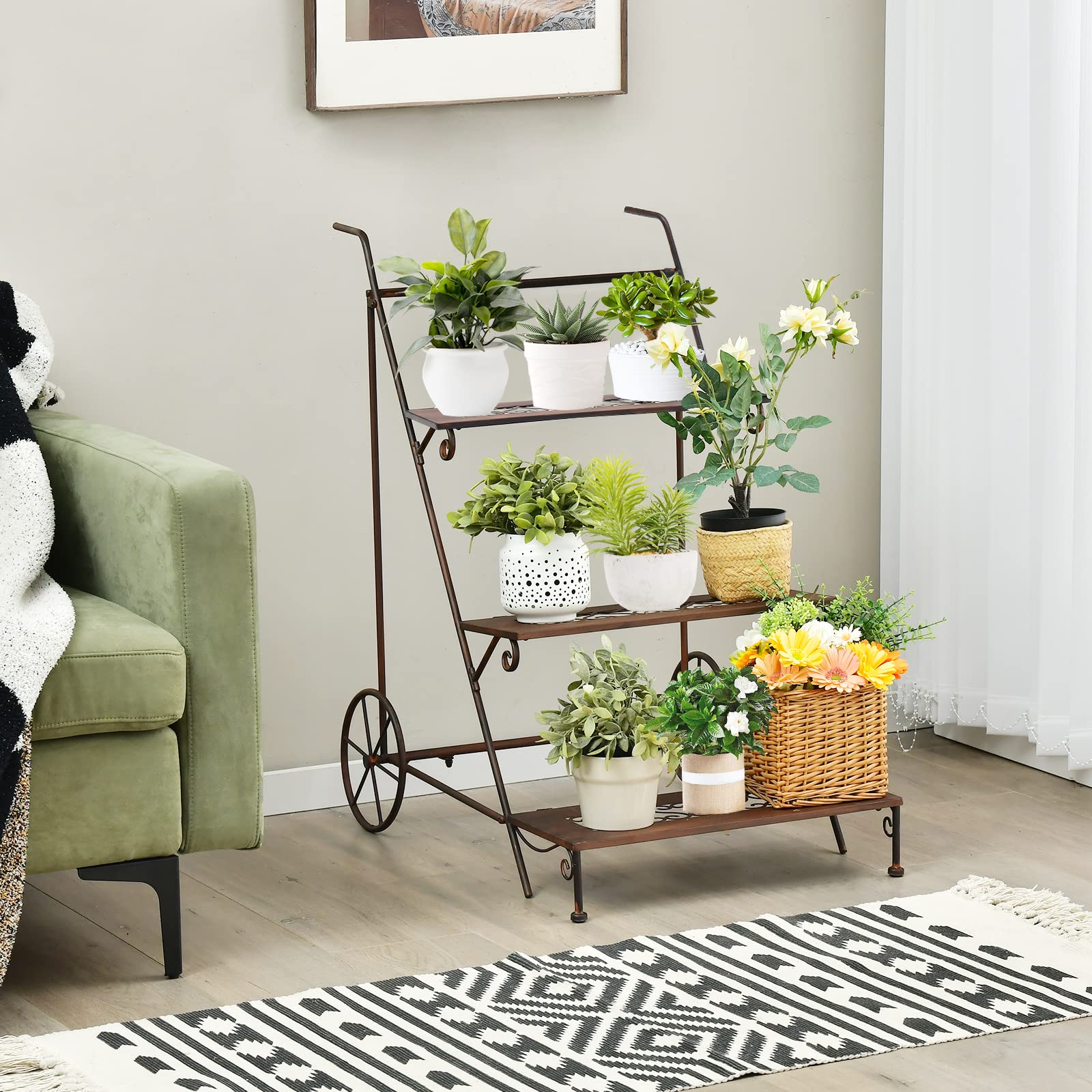 Giantex 3-Tier Metal Flower Cart 