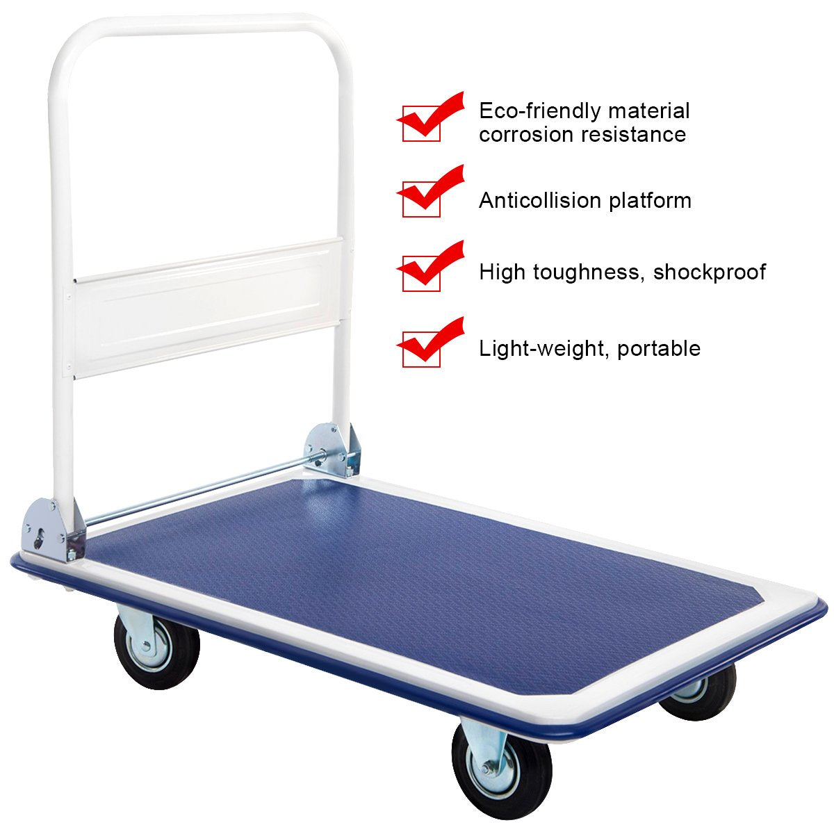 Giantex 5 660lbs Platform Cart Dolly Folding Foldable Moving Warehouse Push Hand Truck, Blue, 35.5inch x 24inch (Baseboard) 