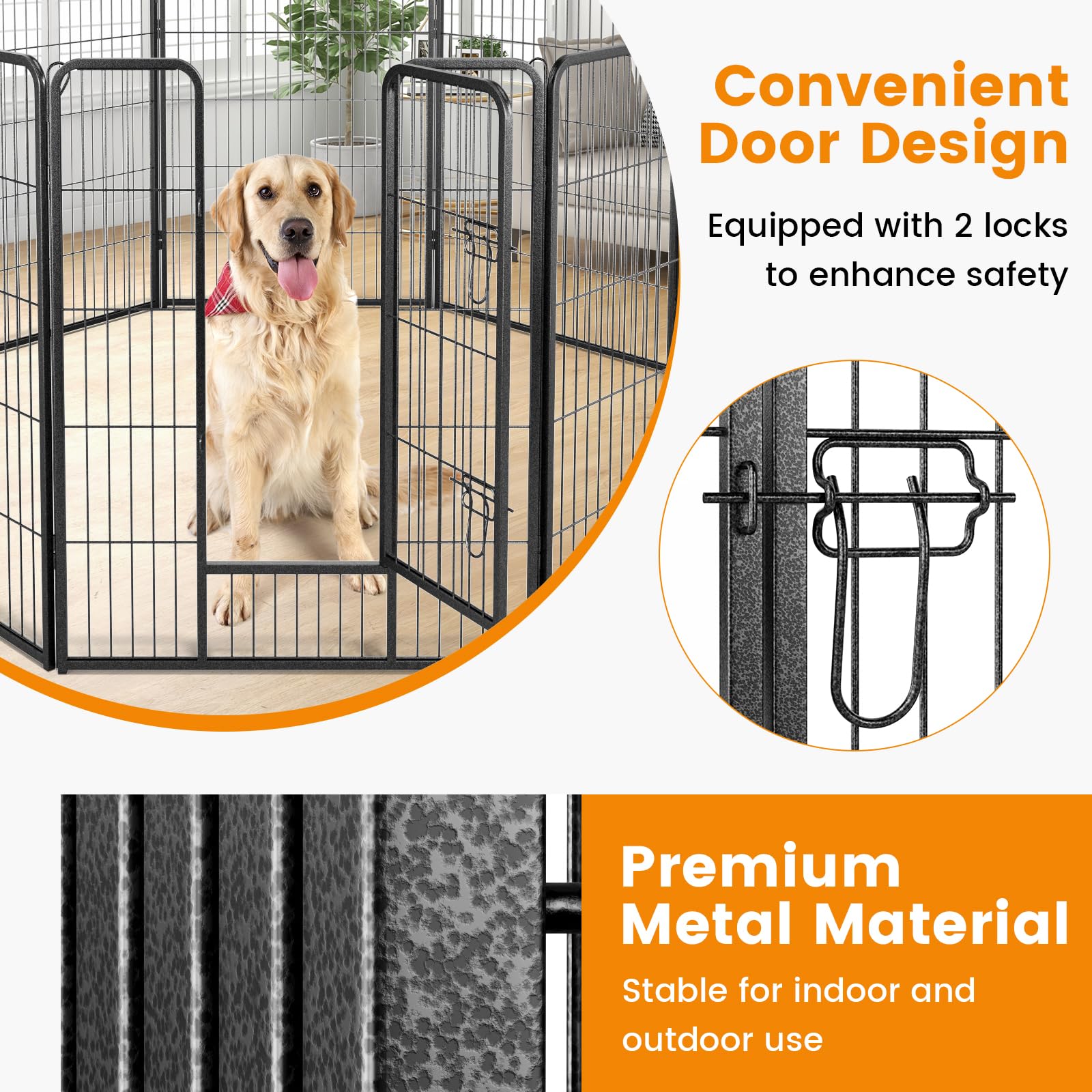 Giantex Dog Playpen Outdoor 40" H - 8/16 Panels Metal Pet Fence for Large Dogs, Heavy Duty Dog Pen Exercise Fence with Door 