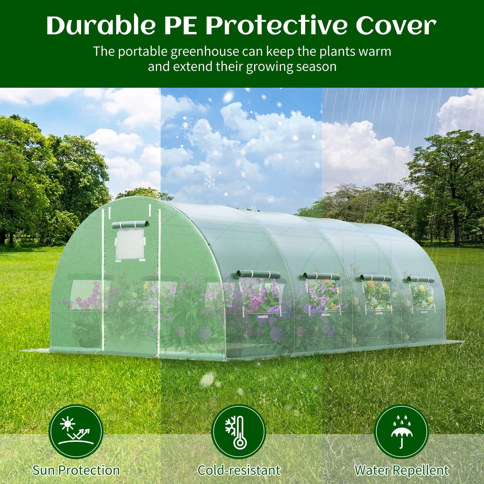 Giantex Greenhouse, 20 x 10 x 6.6 FT Large Walk in Greenhouse Outdoor 