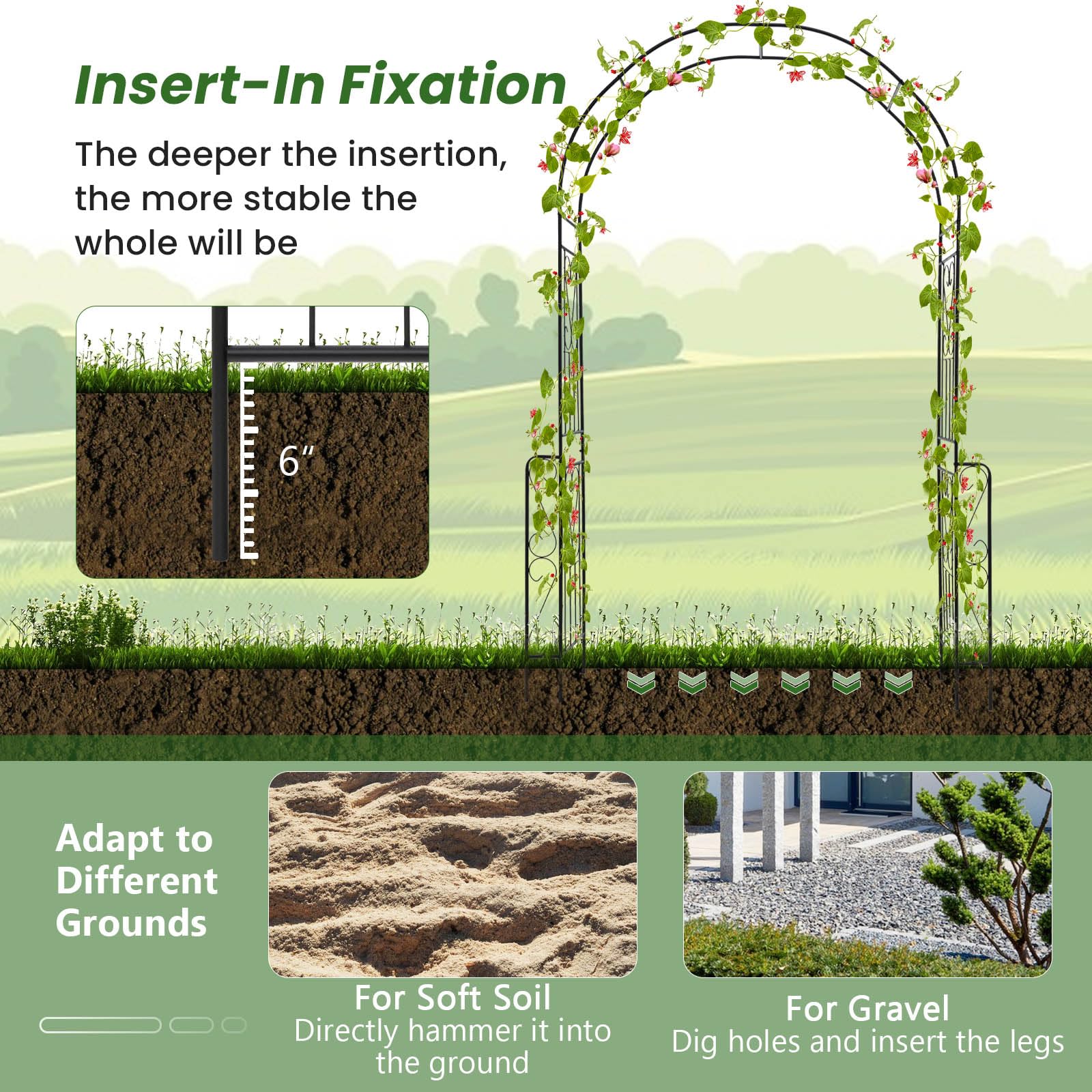 Giantex Garden Arch Trellis - 7.9 ft Metal Arbor Pergola