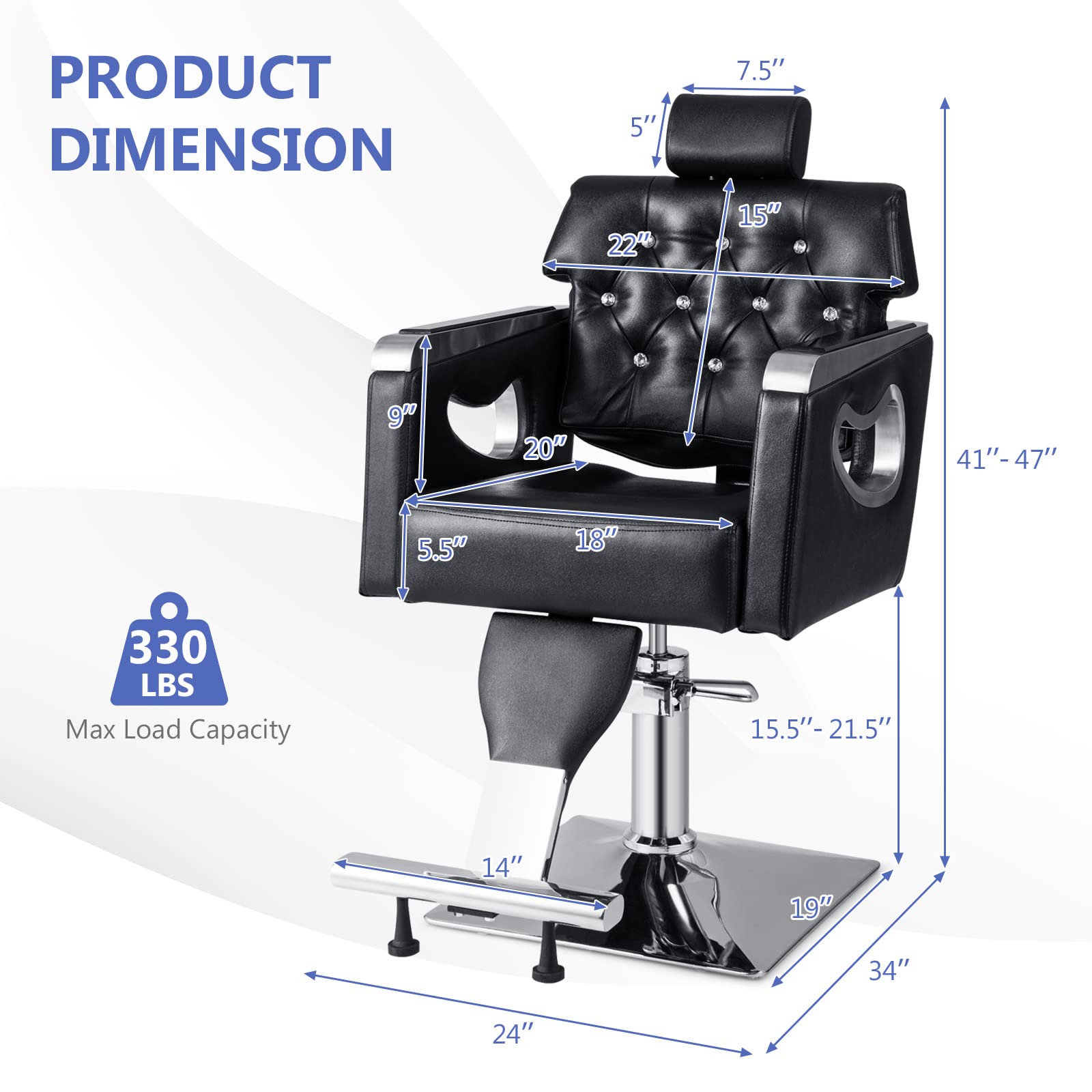 Giantex Barber Chair, Height Adjustable Heavy Duty Hydraulic Pump 