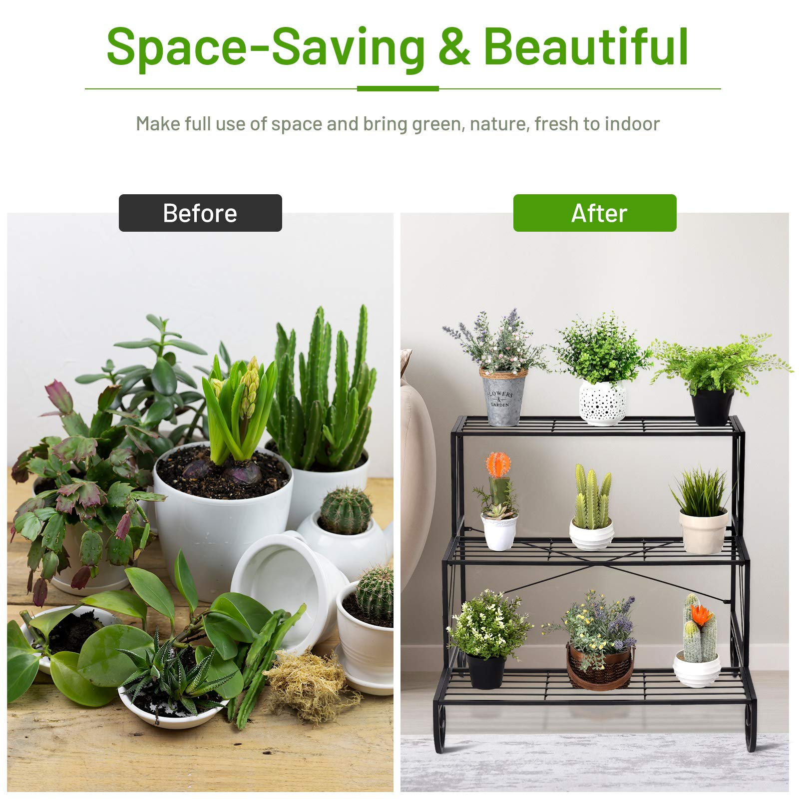 Giantex 3 Tier Metal Plant Stand, Stair Style Flower Pot Holder 