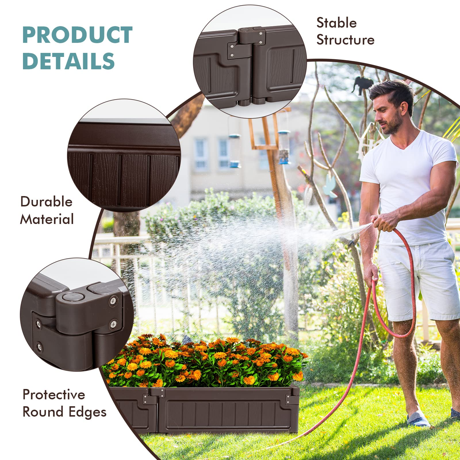 4x4 Ft Planter Raised Bed, Octagon Garden Bed for Vegetable Flower Succulents Fruits 