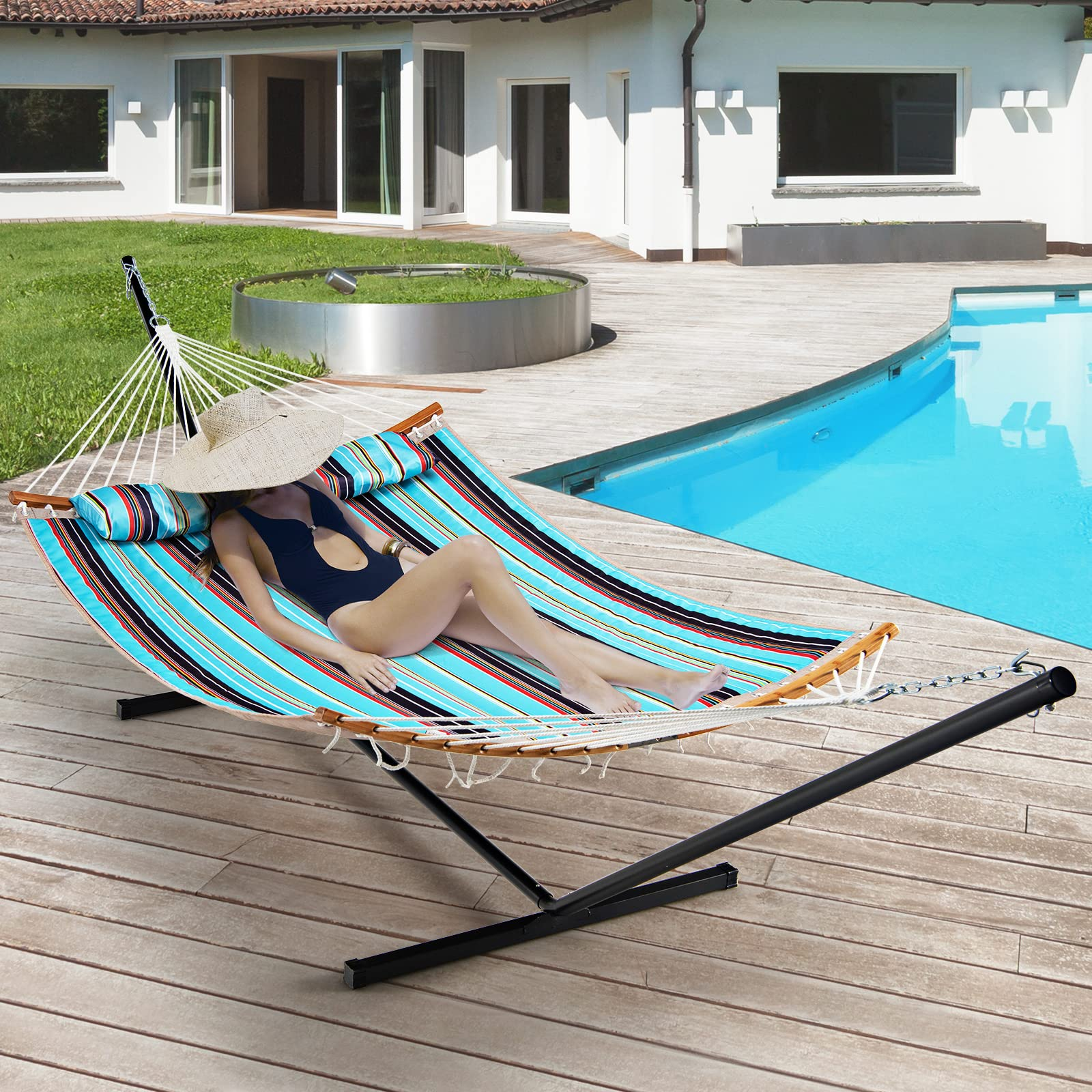 Giantex Hammock Stand 2-Person Heavy-Duty Hammock Frame with Storage Bag 