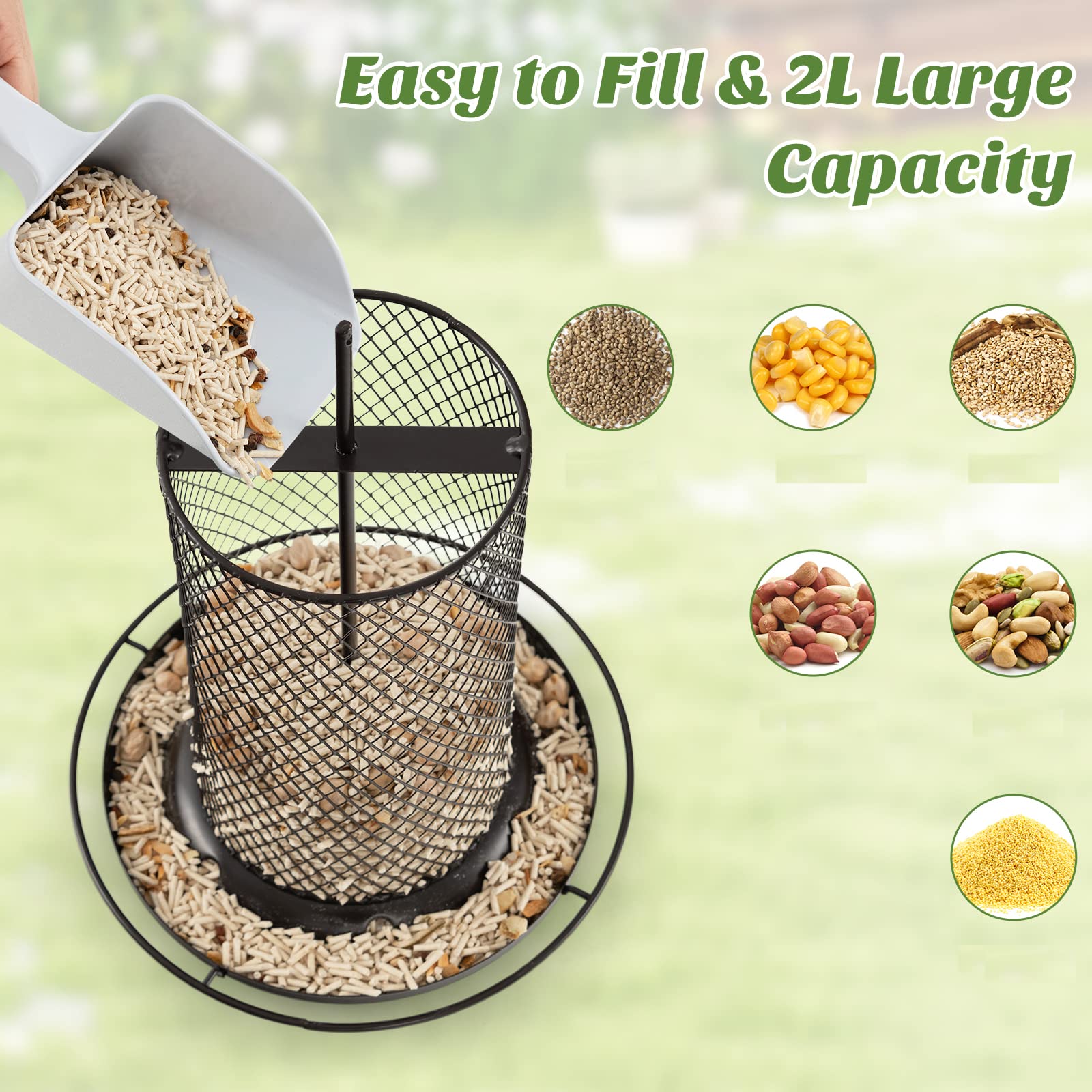 Giantex Bird Feeder, Hanging Wild Bird Feeders with Squirrel Proof Metal Mesh 