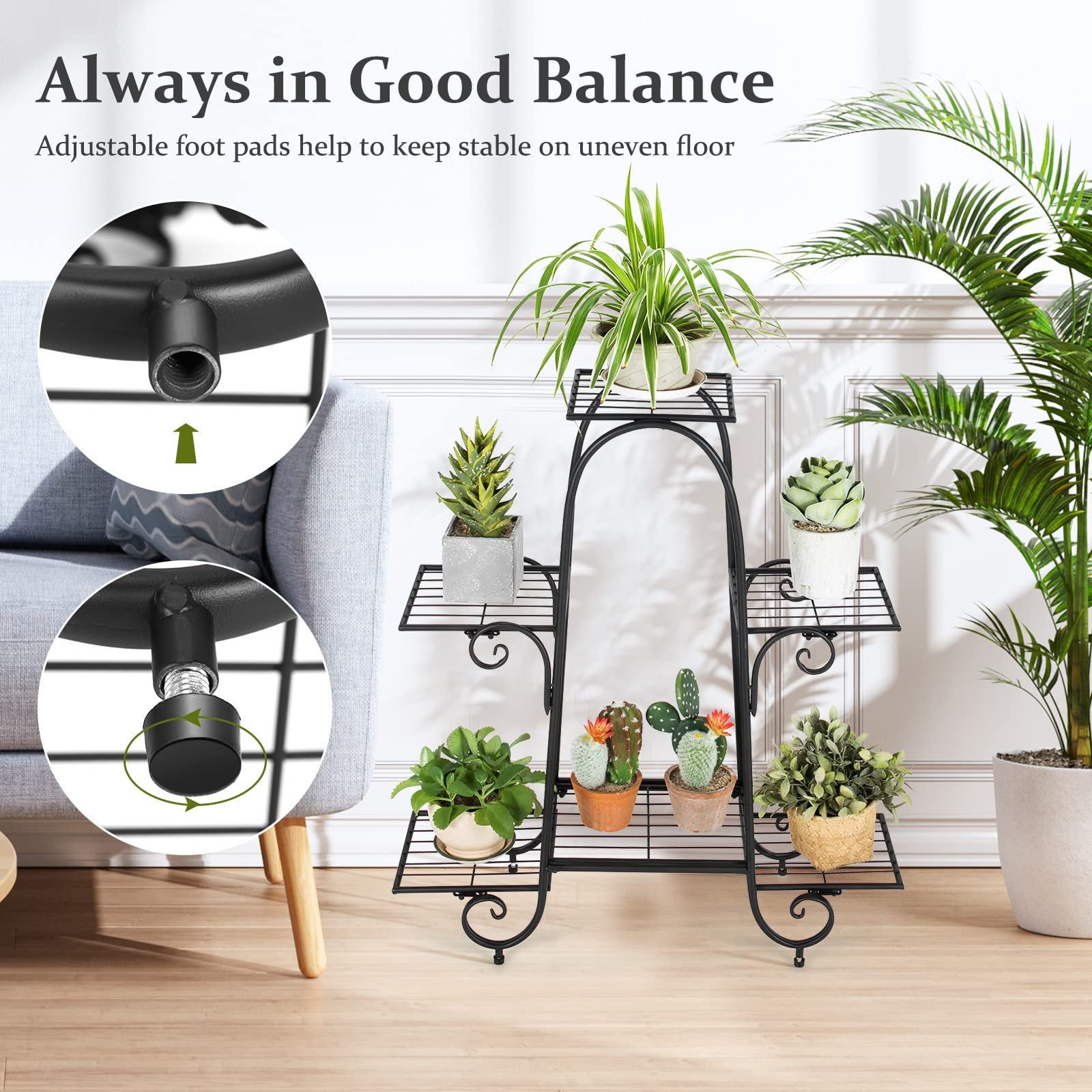 6 Tiers Metal Plant Stand Flower Pots Holder 