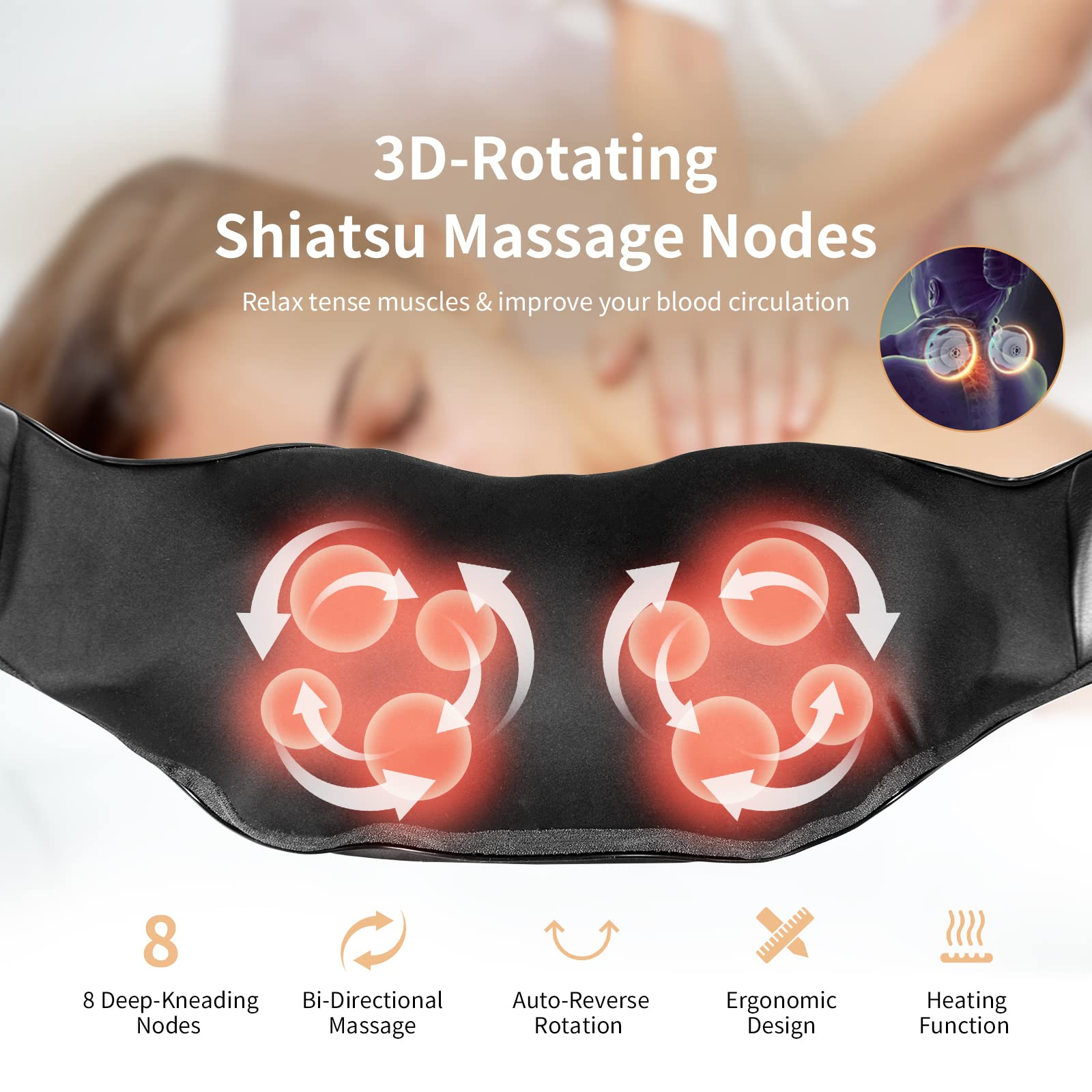 Giantex Shiatsu Back Neck Massager with Heat, Kneading Massage Pillow for Muscle Pain Relief 