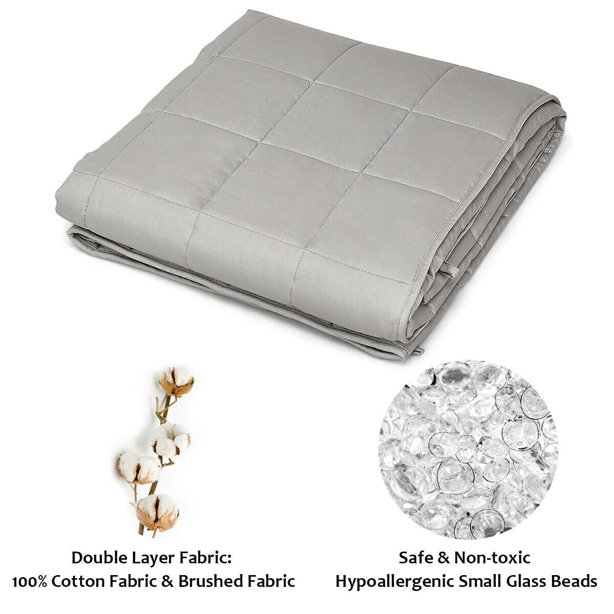 Premium Weighted Blanket Smaller Pockets | 48"x72" | Twin Size 