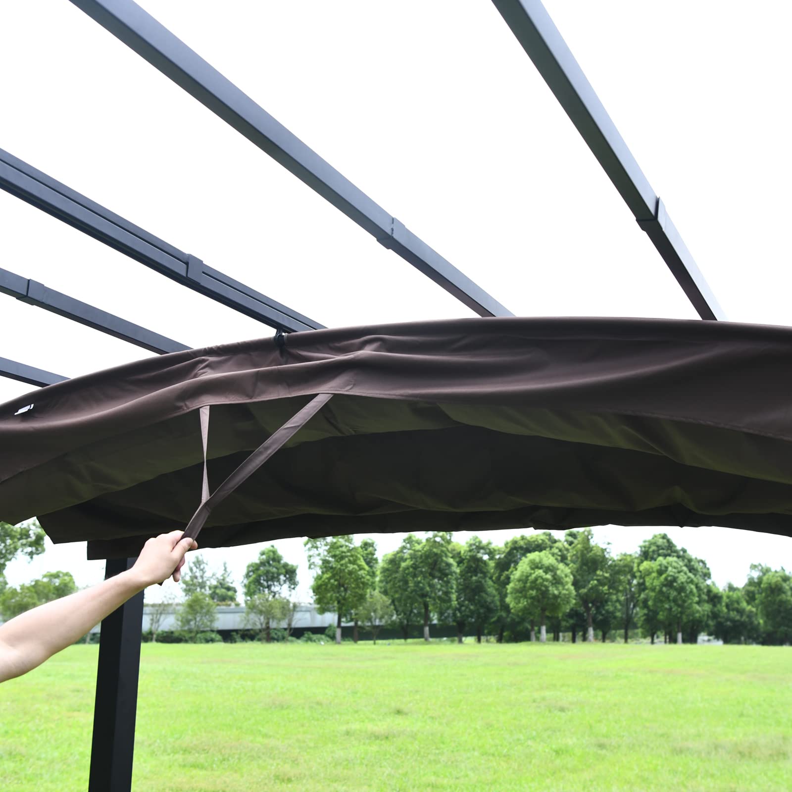 Outdoor Retractable Pergola 10' x 10', Metal Patio Gazebo Pergola 