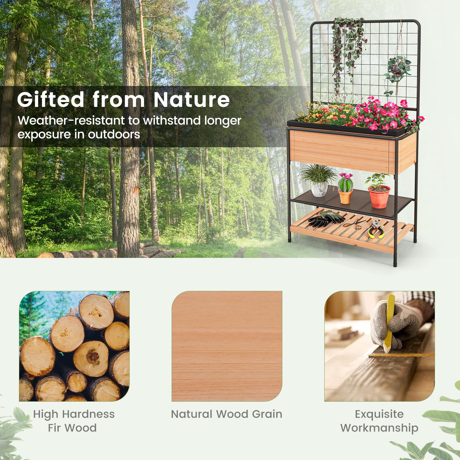 Giantex Raised Garden Bed with Trellis 