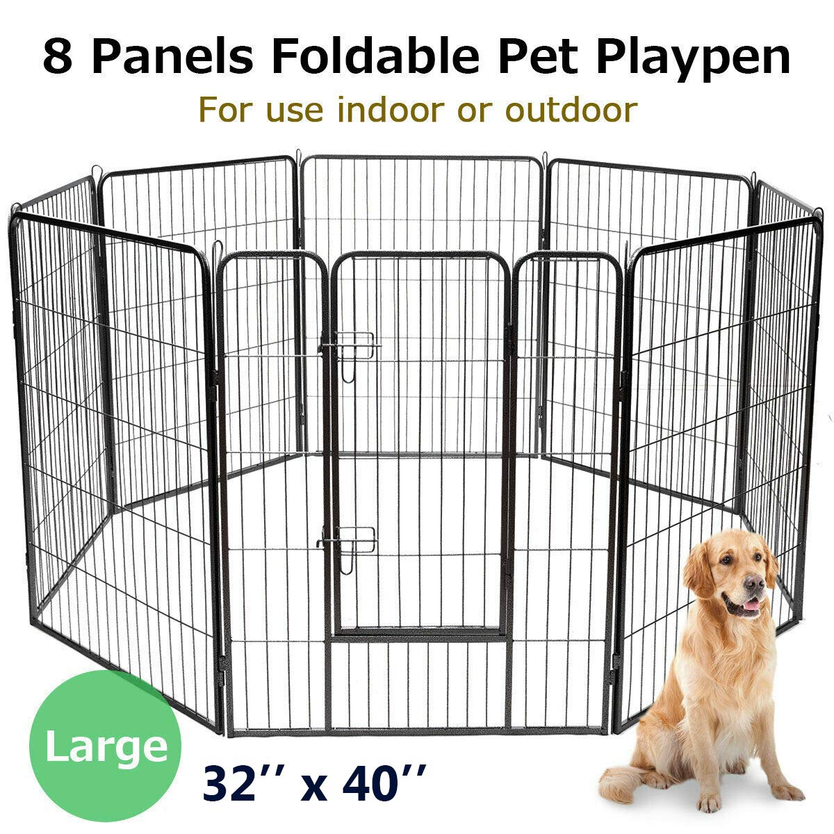 Giantex 8 Panel Pet Playpen with Door, Foldable Dog Exercise Pen (40") 