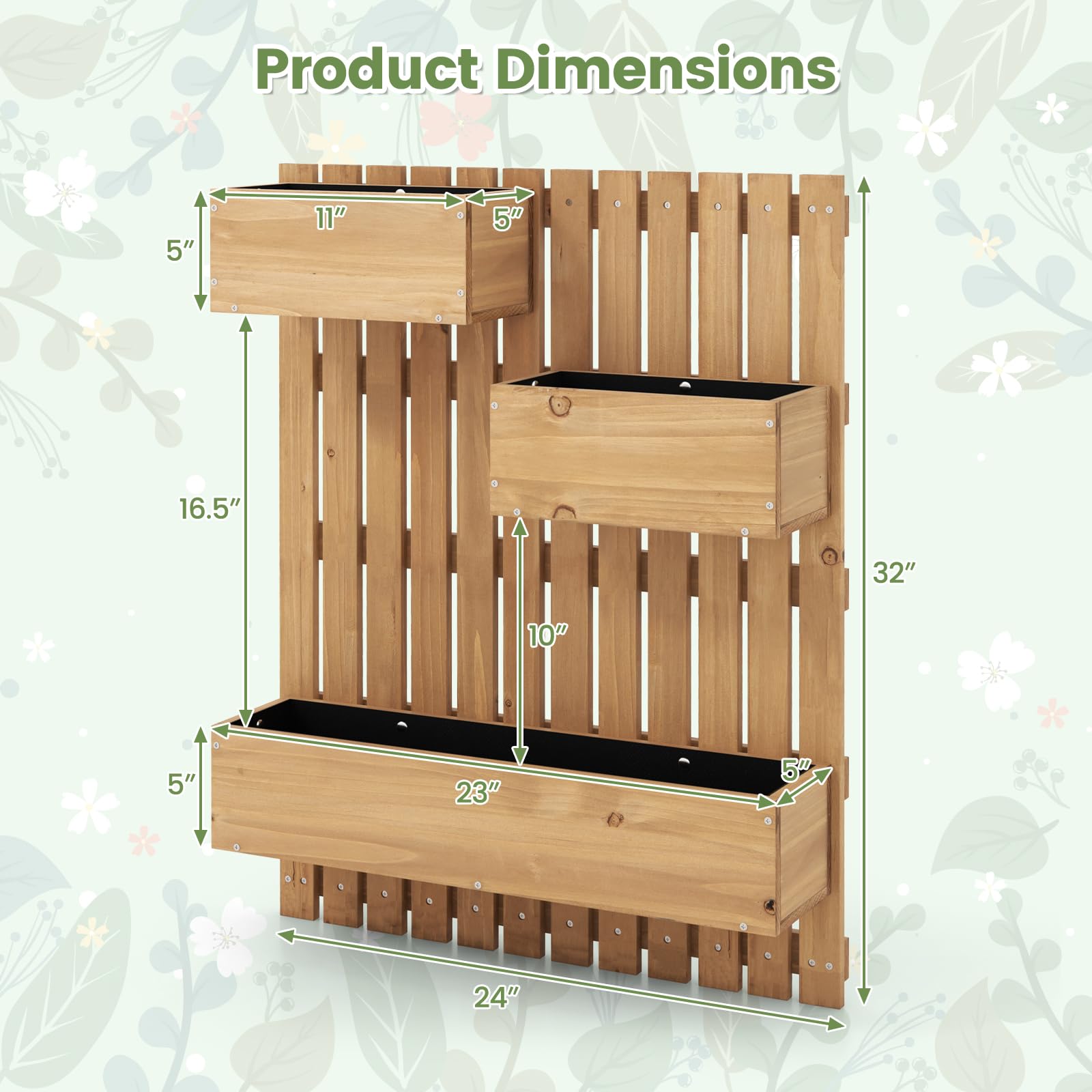 Giantex Wall-Mounted Raised Garden Bed w/Trellis Board 