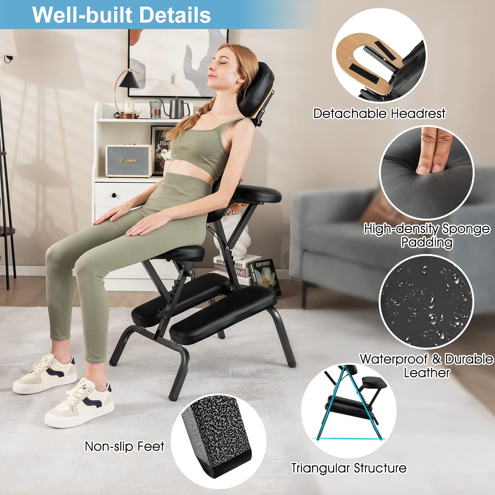 Portable Light Weight Massage Chair Travel Massage Tattoo Spa Chair 