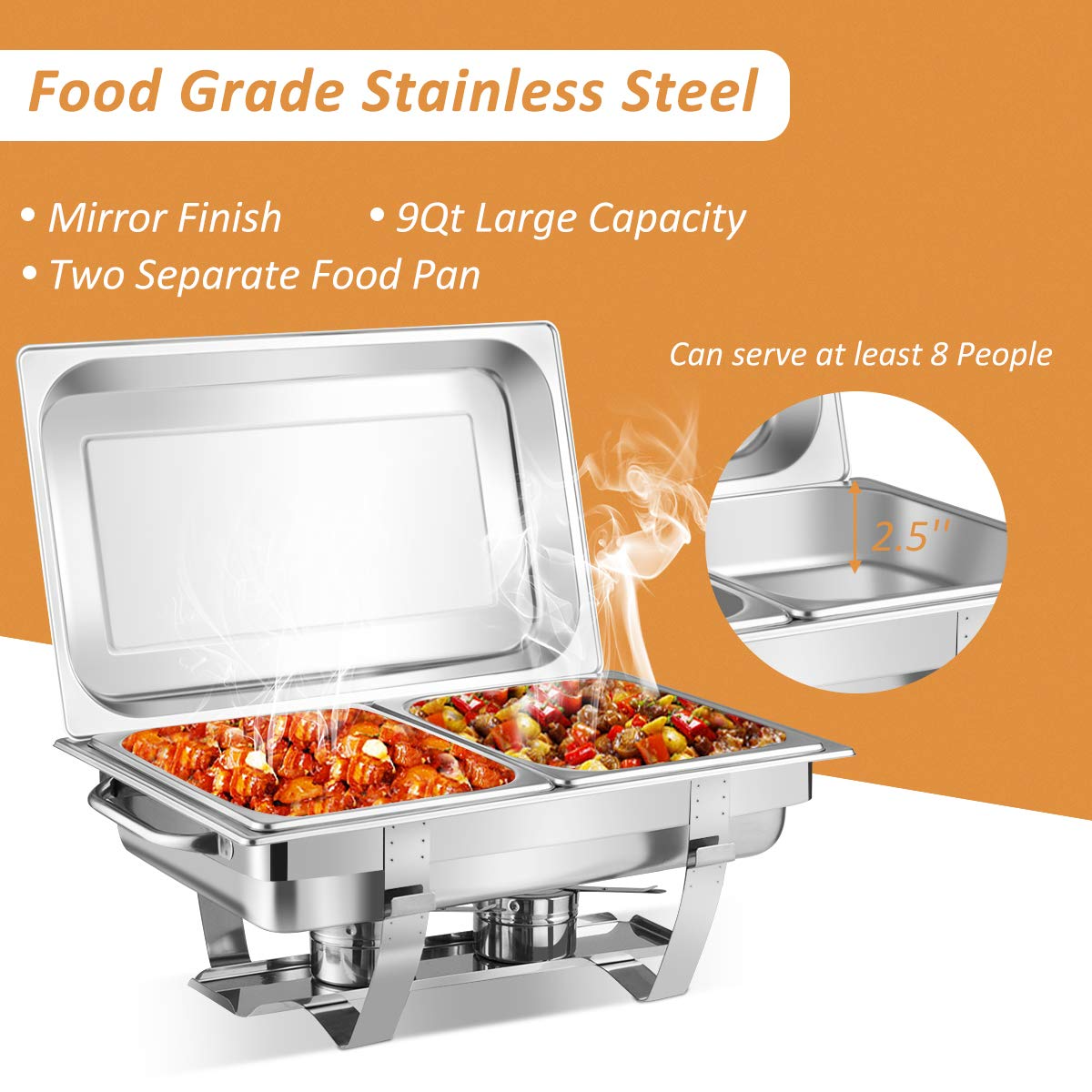 Giantex 2 Packs Chafing Dish 9 Quart Chafer Dishes Buffet Set 