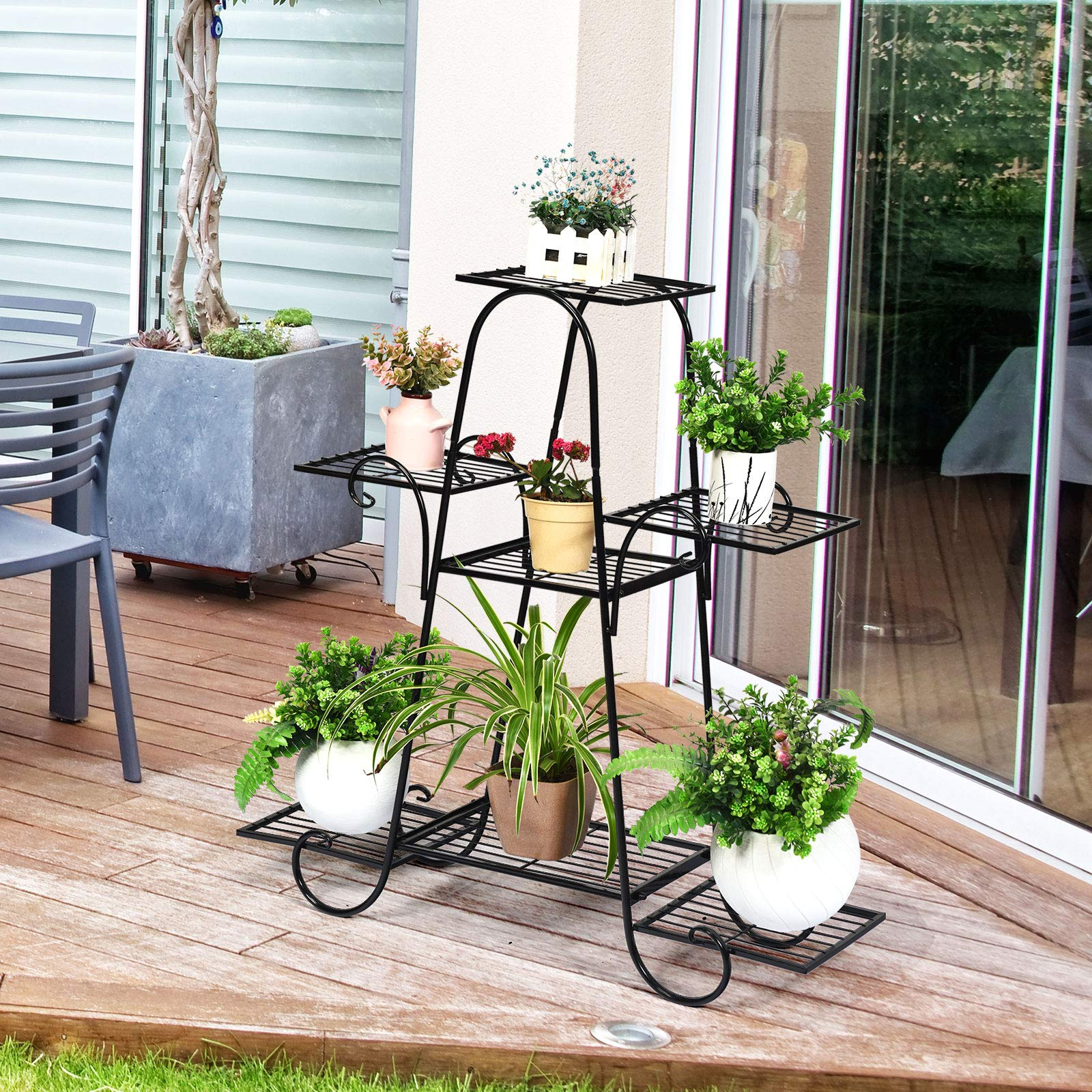 Giantex 7 Tiers Metal Plant Stand Flower Pots Holder 