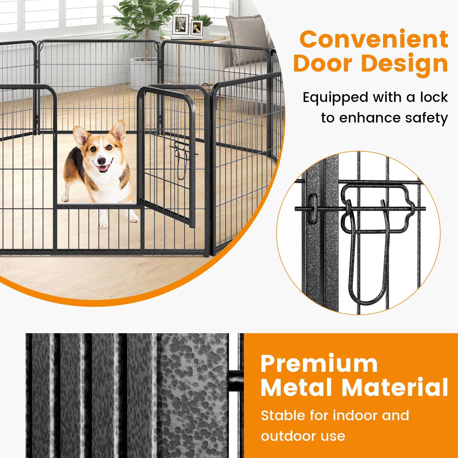 Giantex Dog Playpen Outdoor 24" H - 8/16 Panels Metal Pet Fence for Puppies Small Dogs, Portable Dog Fence for Yard Garden RV Camping 