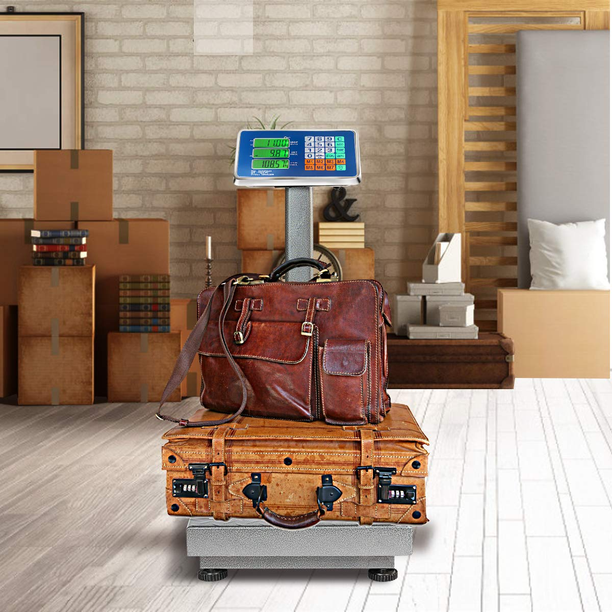 Giantex 660lbs Weight Computing Digital Scale Floor Platform Scale for Weighing Luggage (Silver) 
