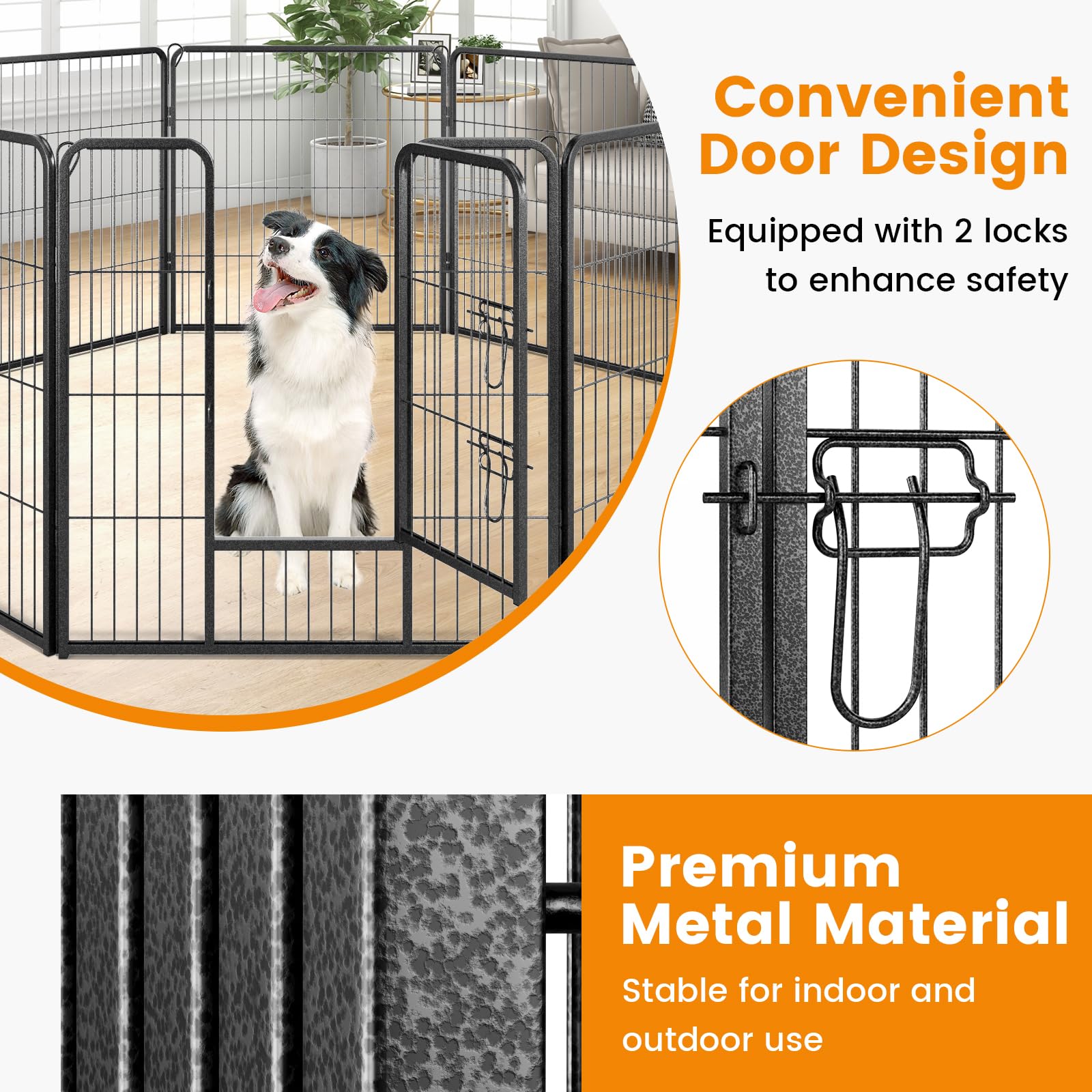 Giantex Dog Playpen Outdoor 32" H - 8/16 Panels Metal Pet Fence for Medium Dogs, Heavy Duty Dog Pen Exercise Fence with Door 