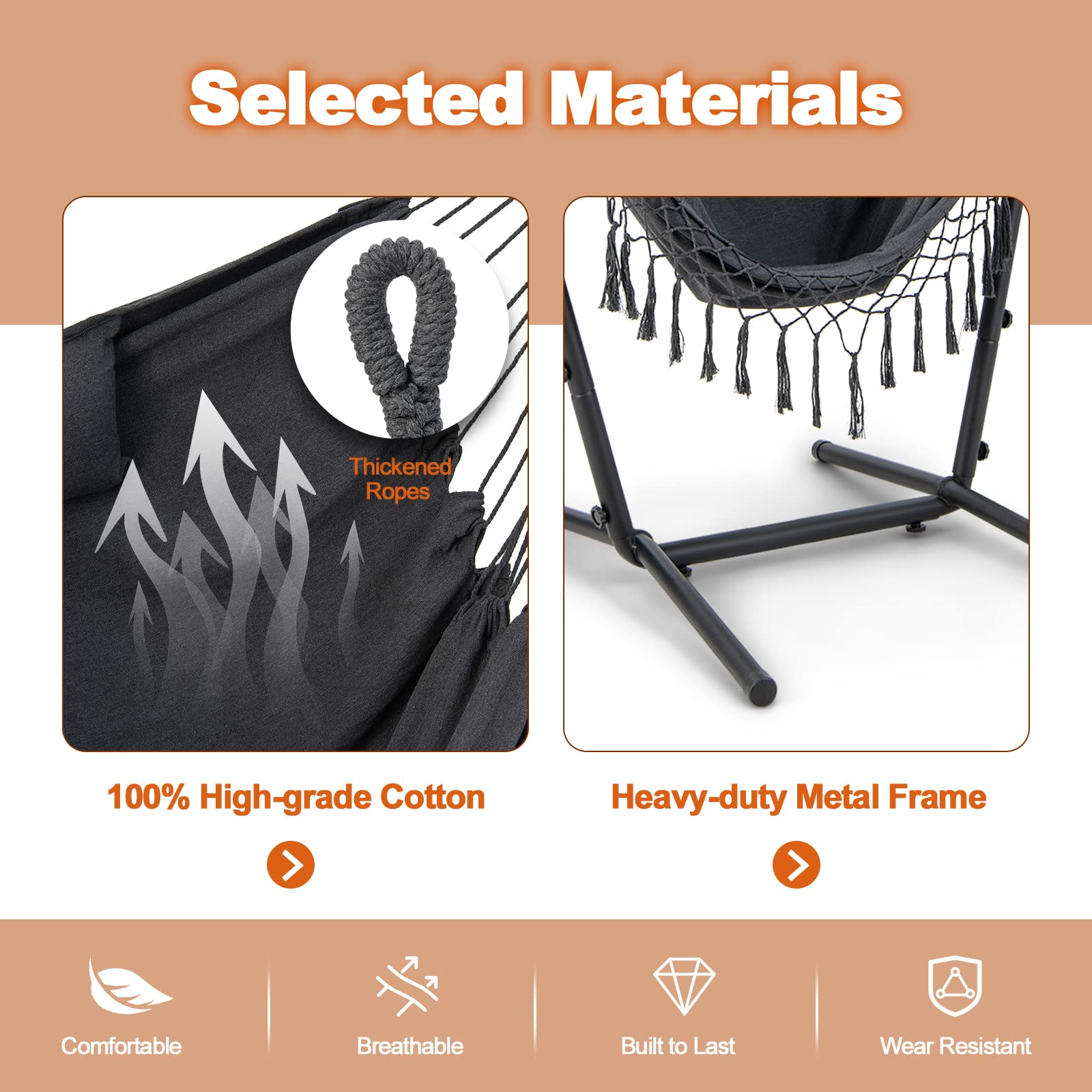 Giantex Hanging Swing with Stand - Hammock Chair with Phone Holder 