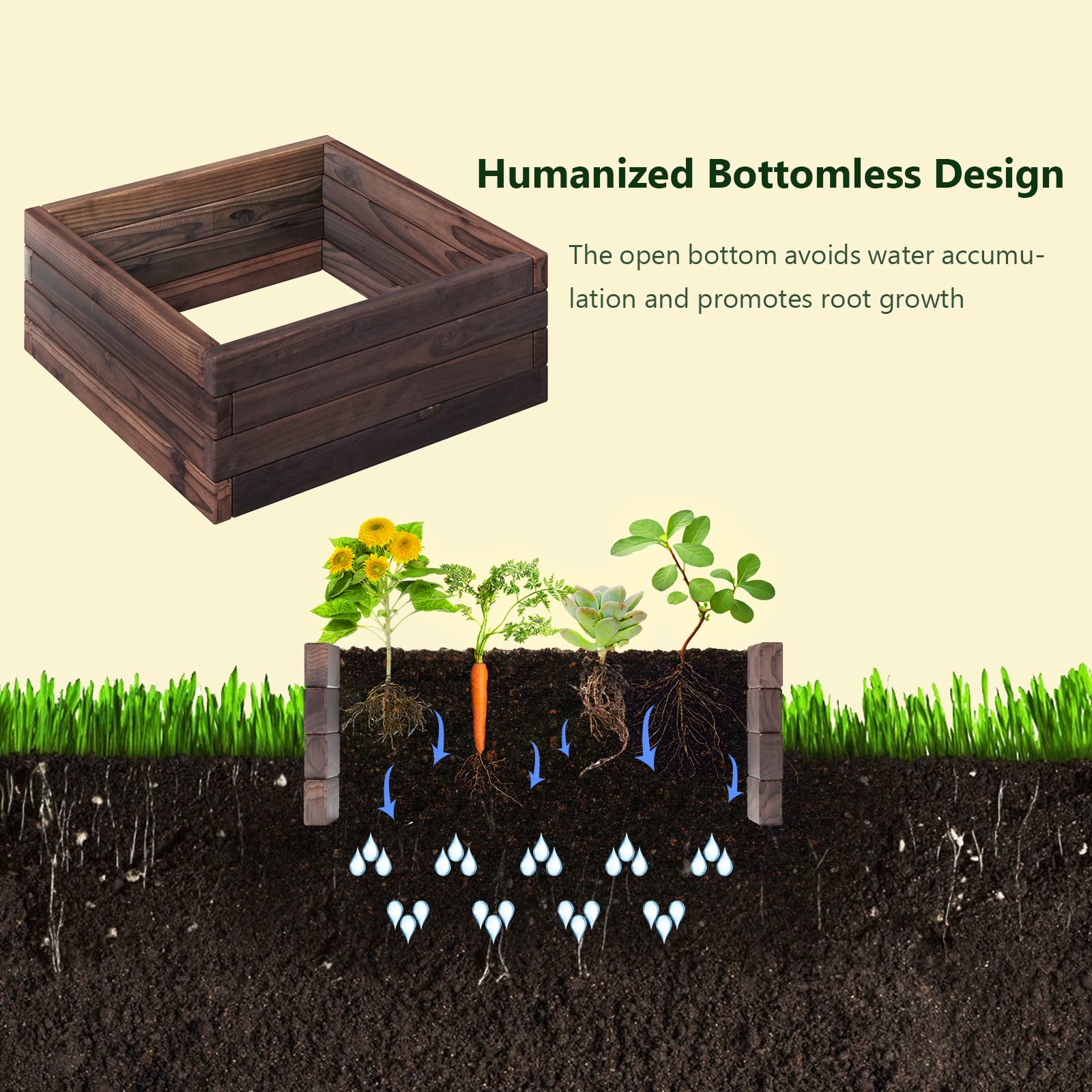 Brown Raised Garden Bed, 24'' L x 24'' W x 10''H 
