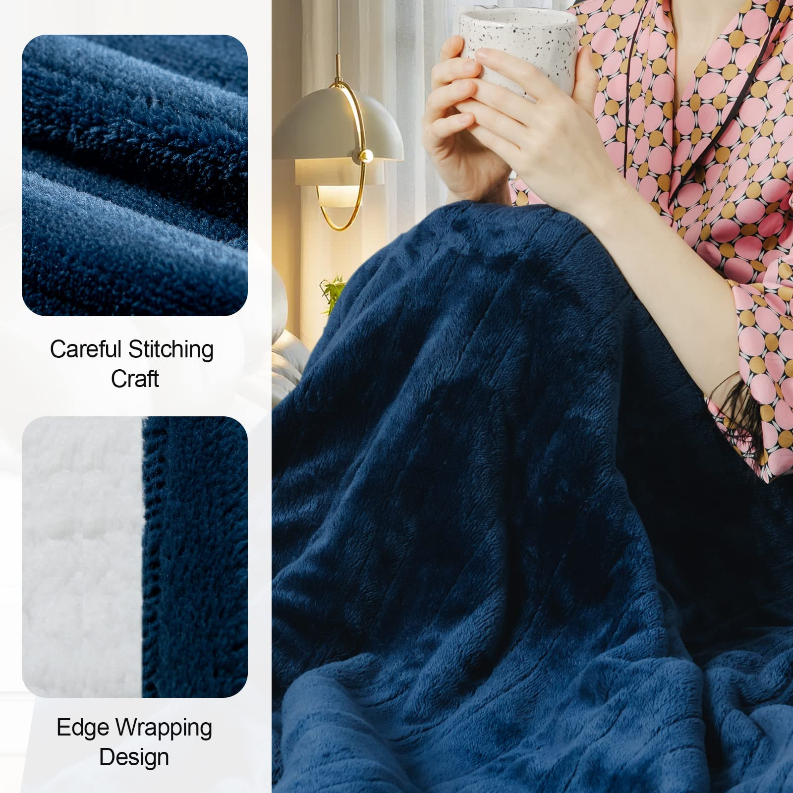Giantex Electric Blanket Heated Throw, Flannel Sherpa Double Side Heating Blanket 50''x60'' 